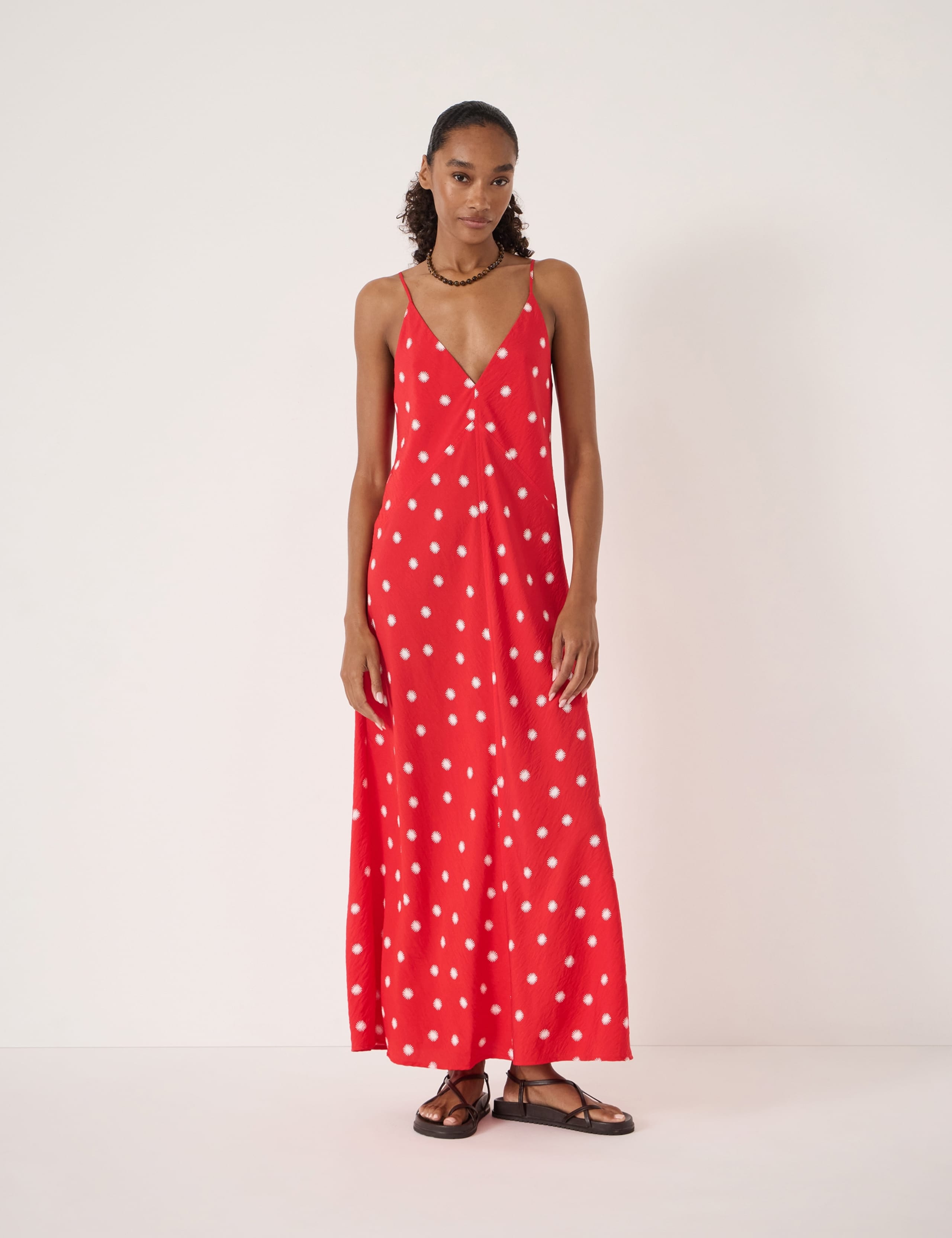 Polka Dot V-Neck Maxi Slip Dress 1 of 4