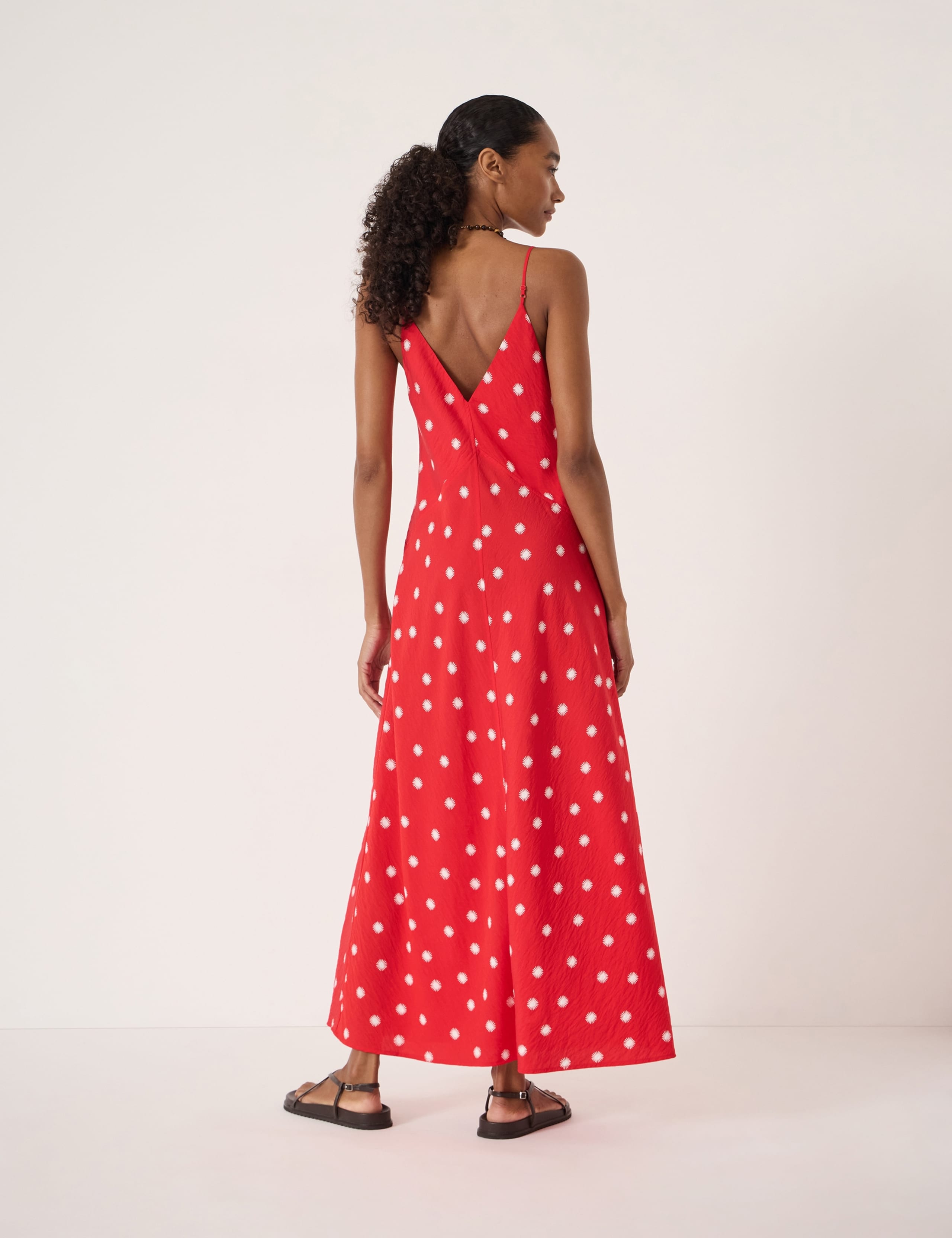 Polka Dot V-Neck Maxi Slip Dress 3 of 4