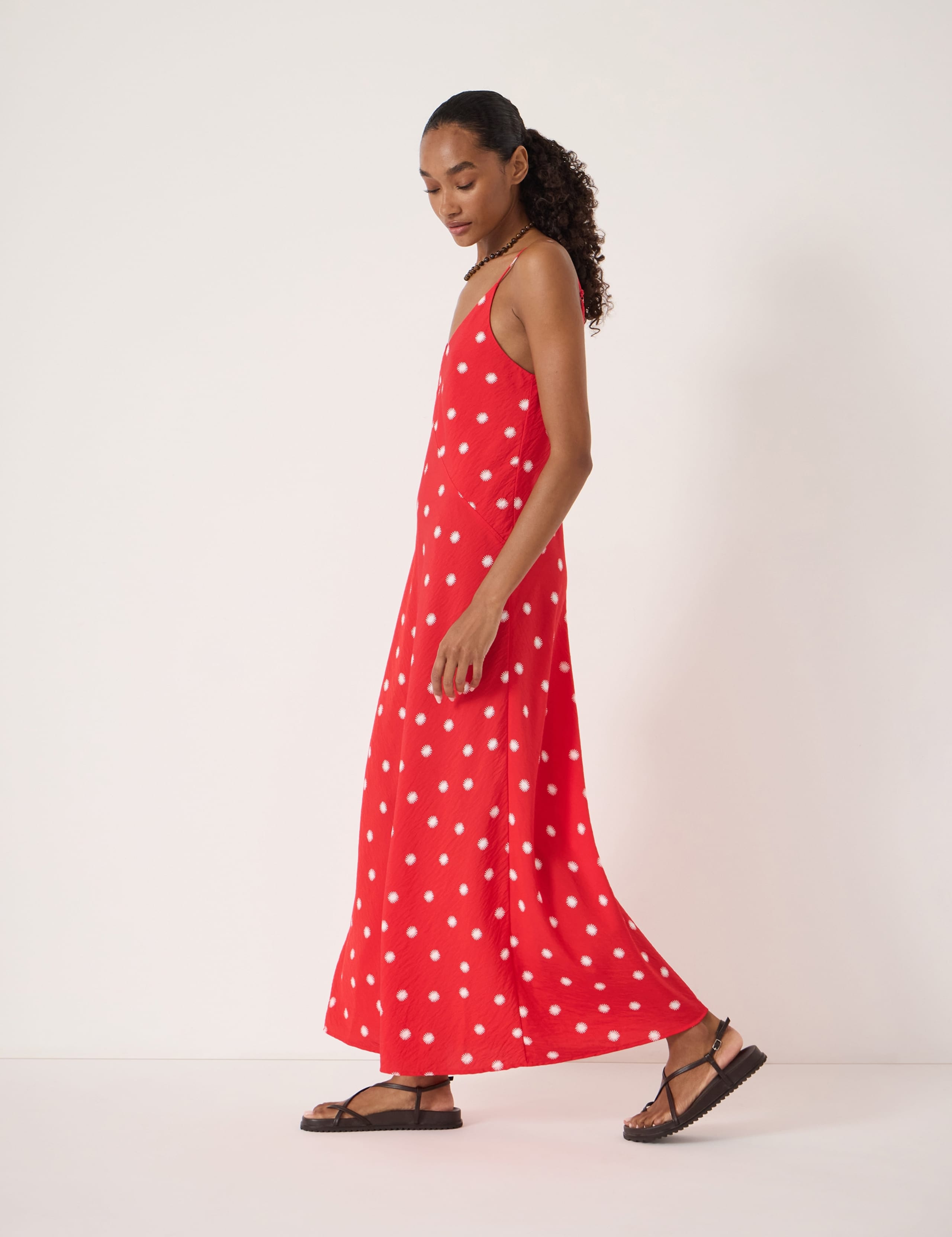 Polka Dot V-Neck Maxi Slip Dress 4 of 4