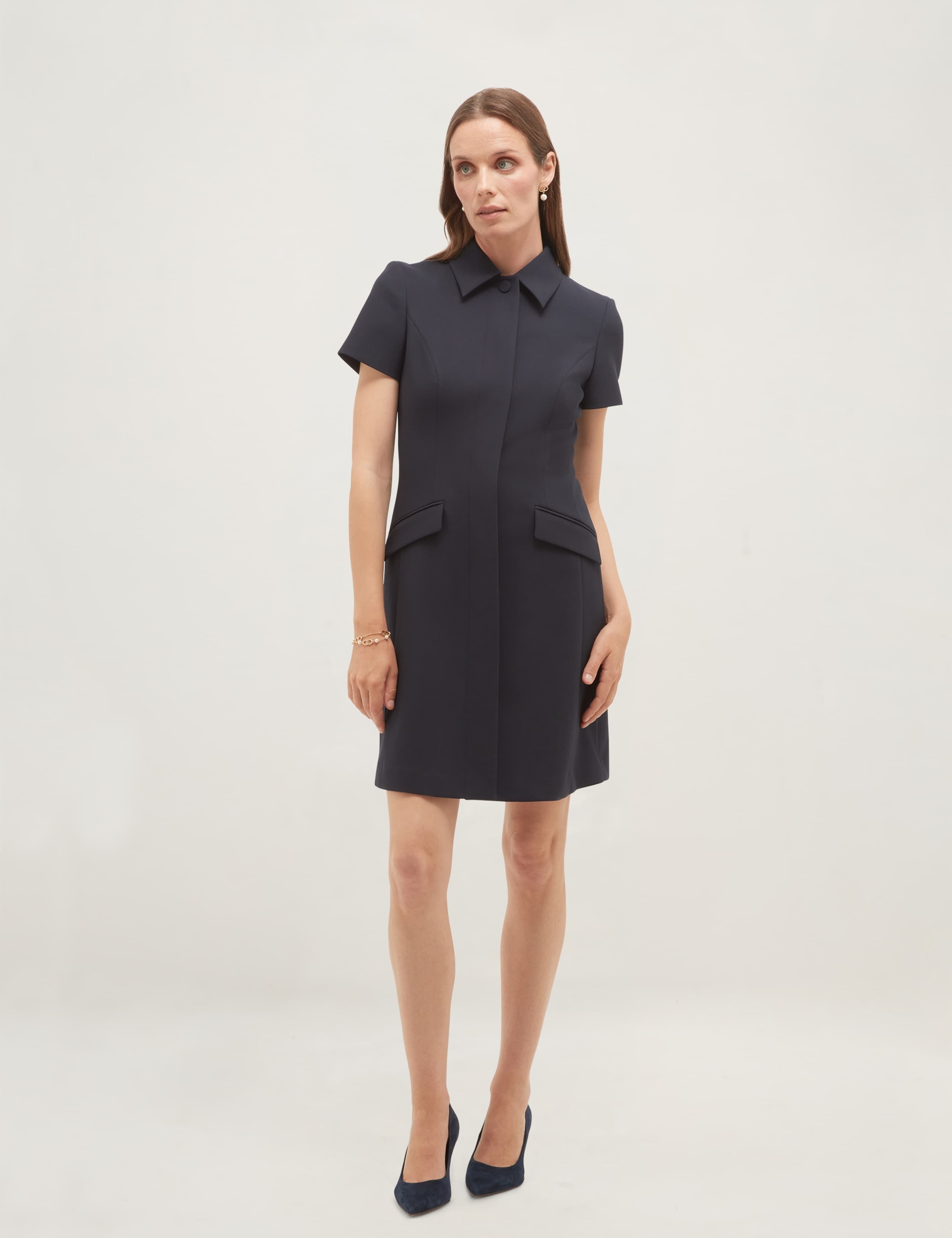 Button Detail Mini Shift Dress 1 of 5