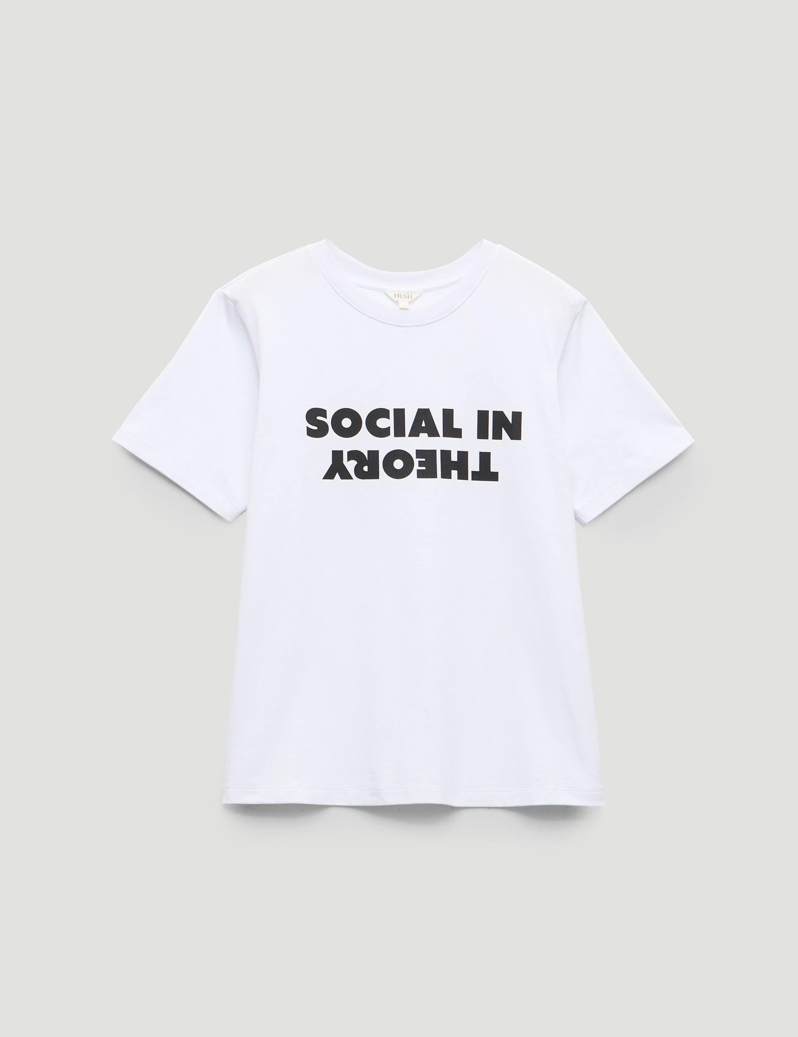 Pure Cotton 'Social In Theory' Slogan T-Shirt 2 of 5