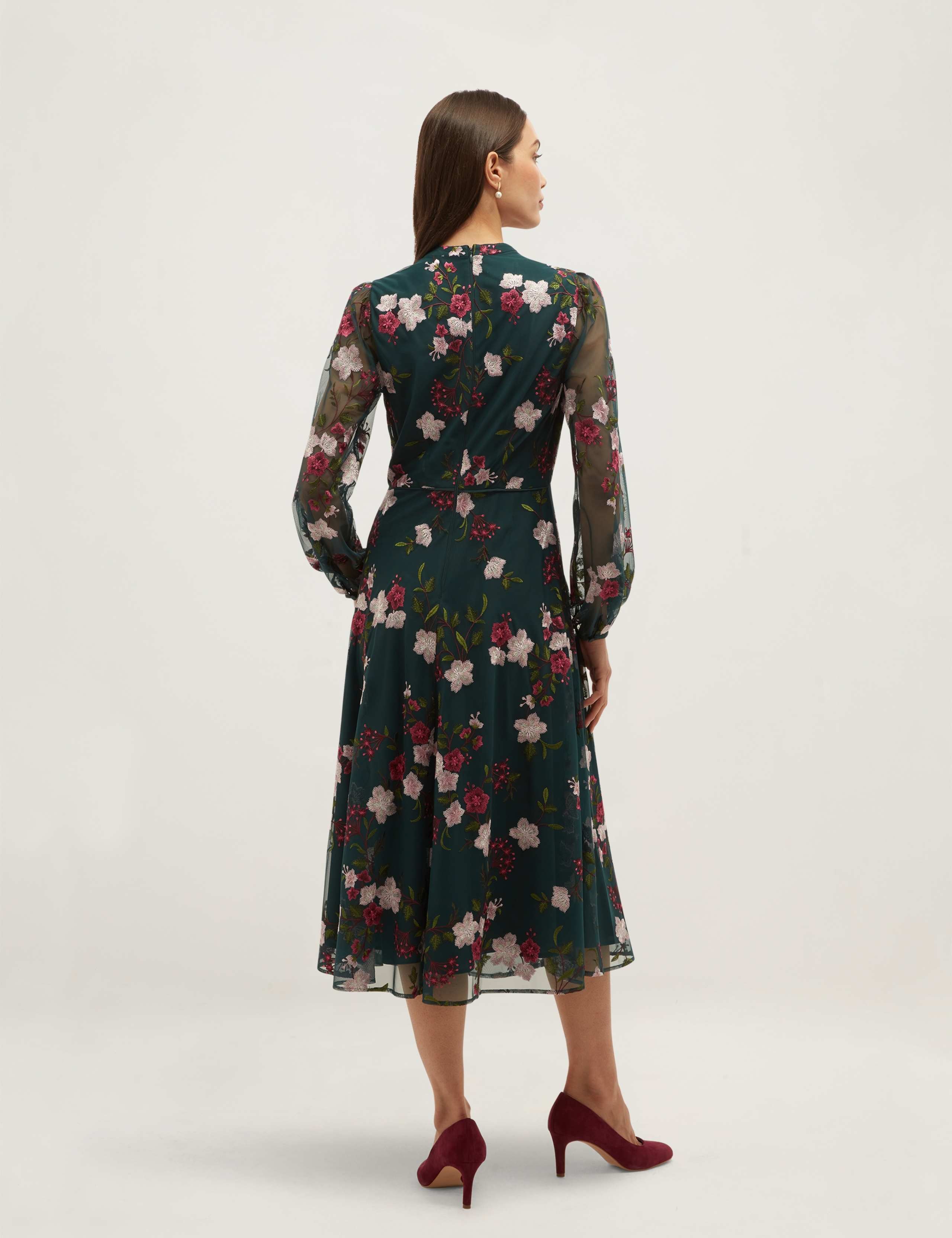 Floral Embroidered V-Neck Skater Dress 5 of 5