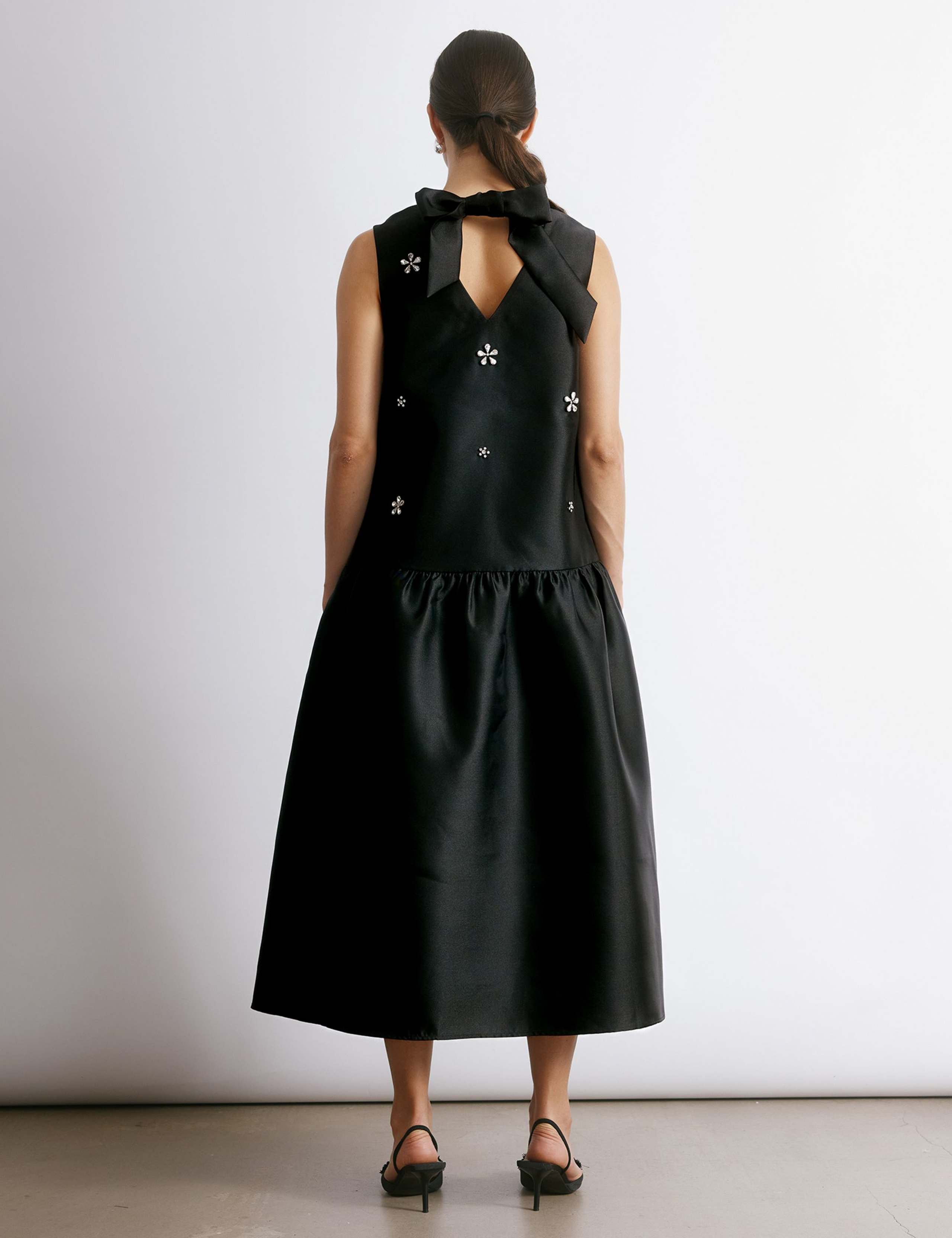 Crystal Embellished Tie Back Midi Skater Dress 4 of 6