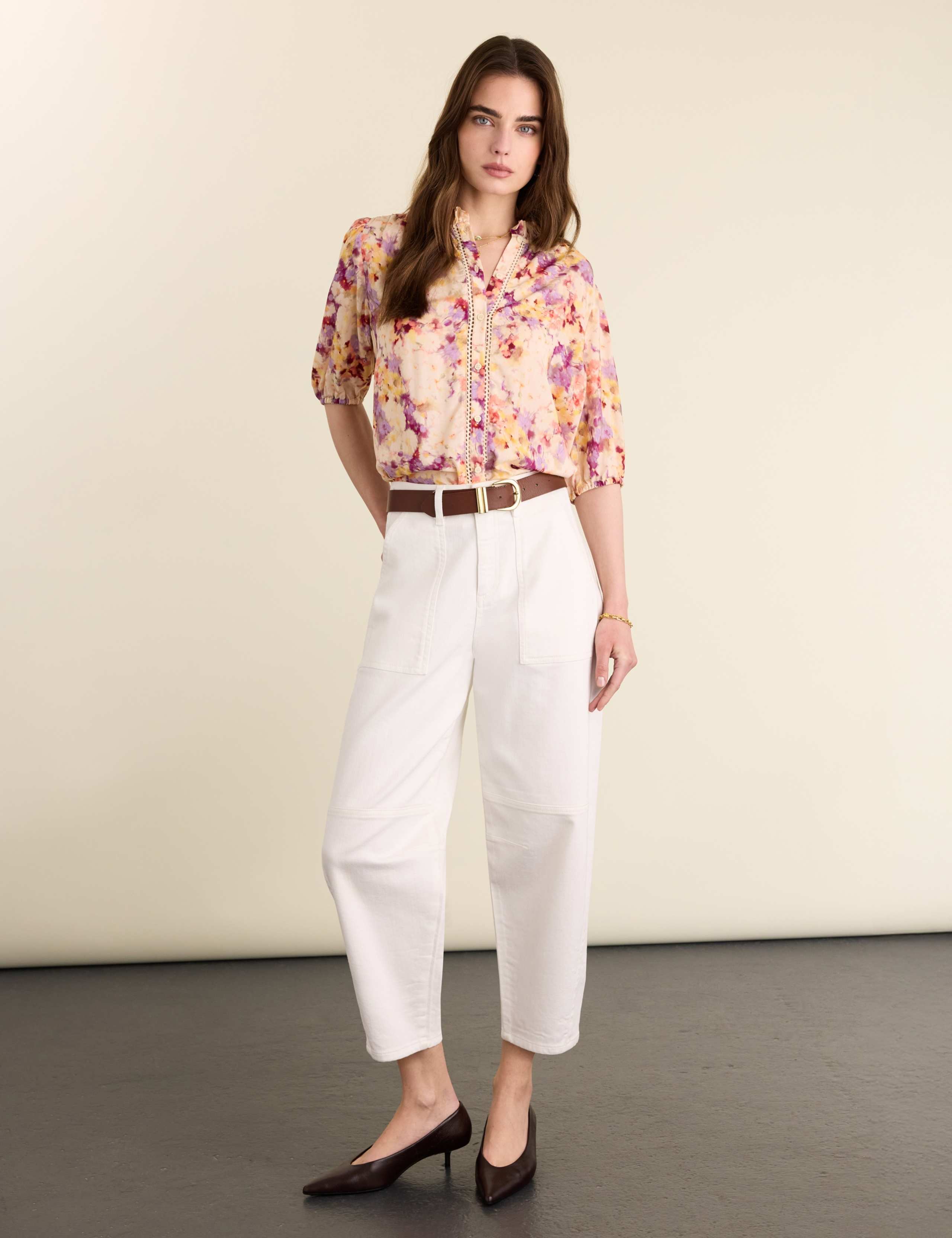 Floral Frill Neck Button Through Blouse 2 of 3