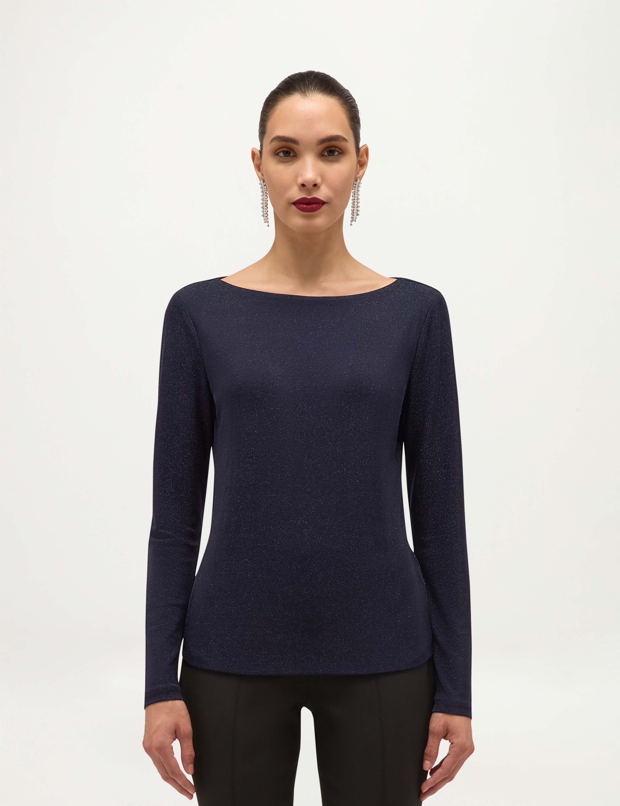 Sparkly Slash Neck Regular Fit Top 5 of 6