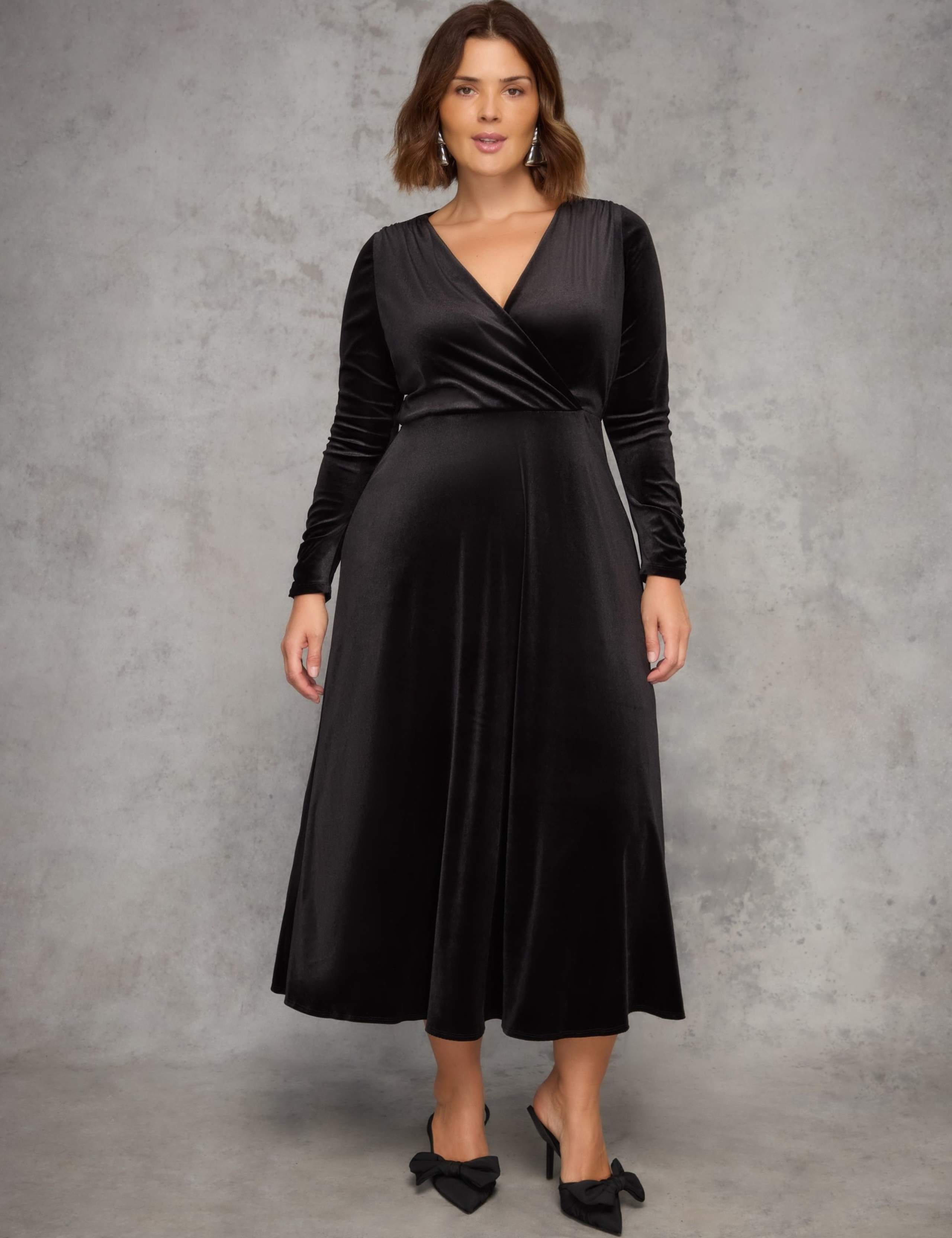 Velvet V-Neck Maxi Wrap Dress 1 of 4