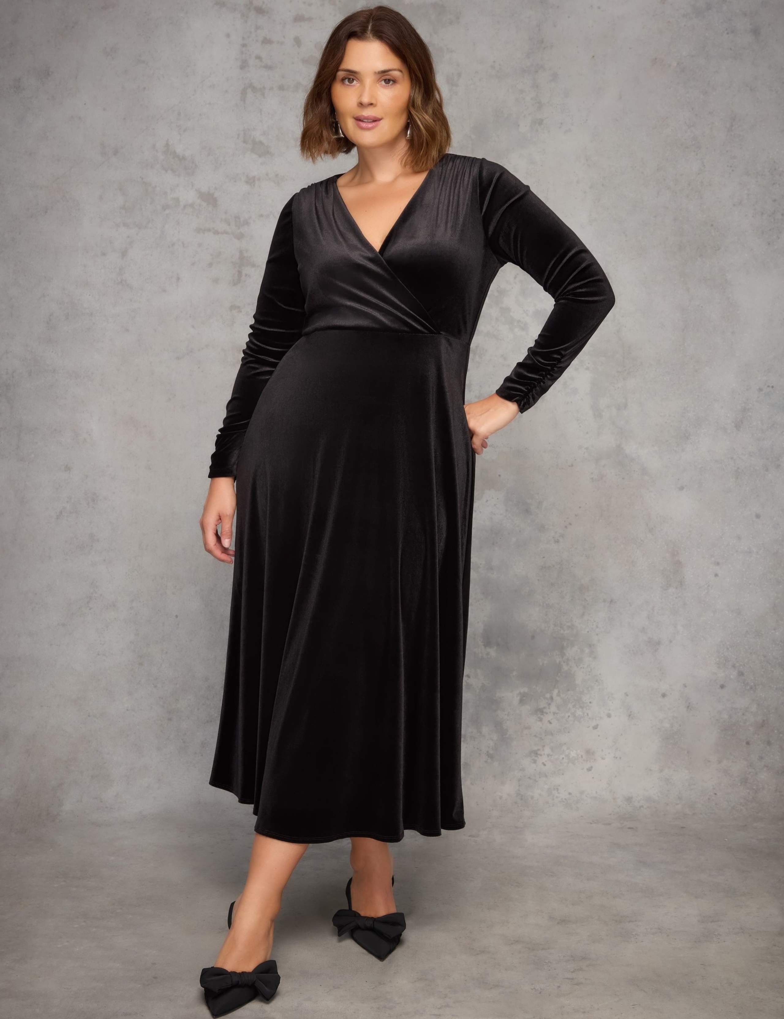 Velvet V-Neck Maxi Wrap Dress 2 of 4