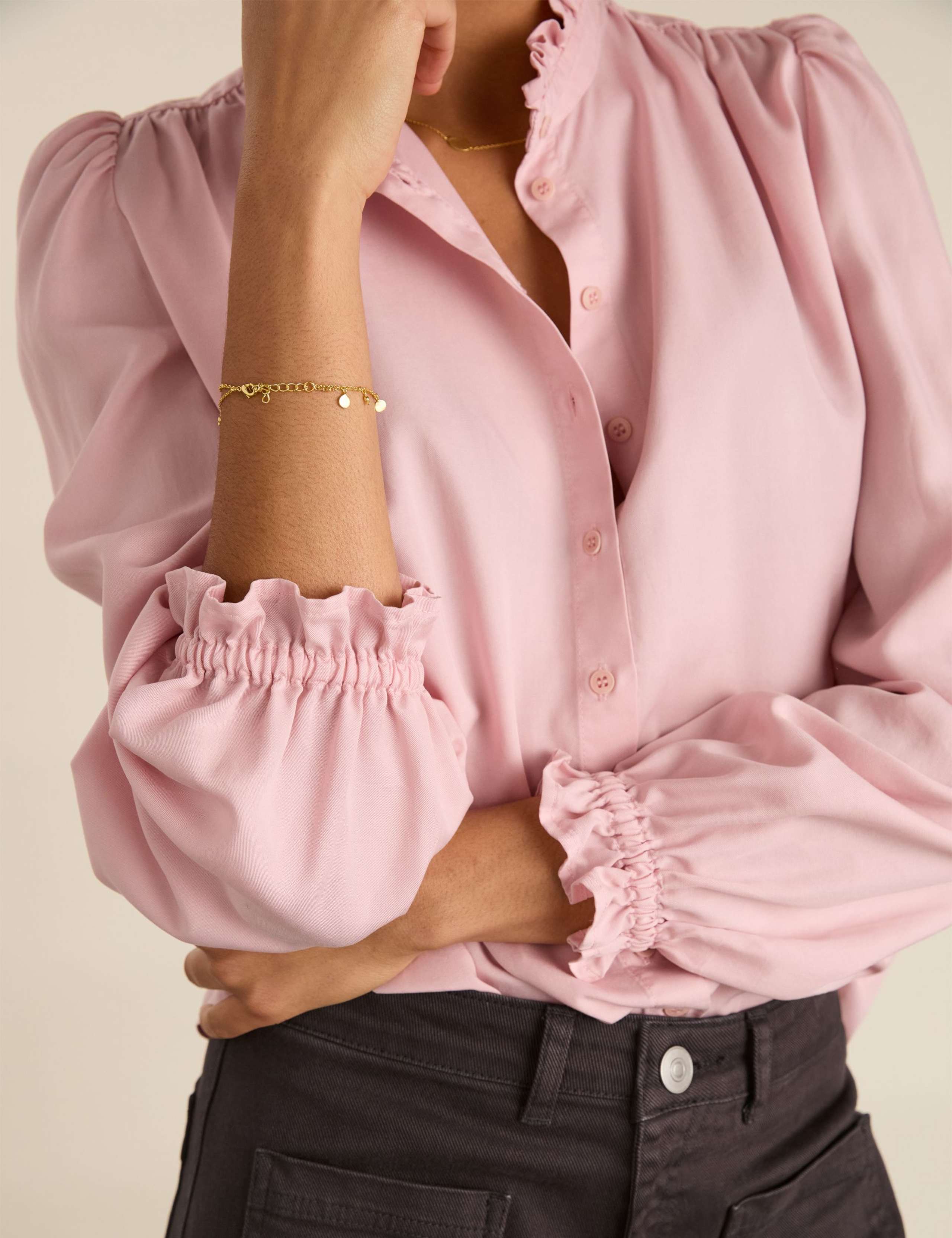 Pure Lyocell Frill Neck Blouse 3 of 5