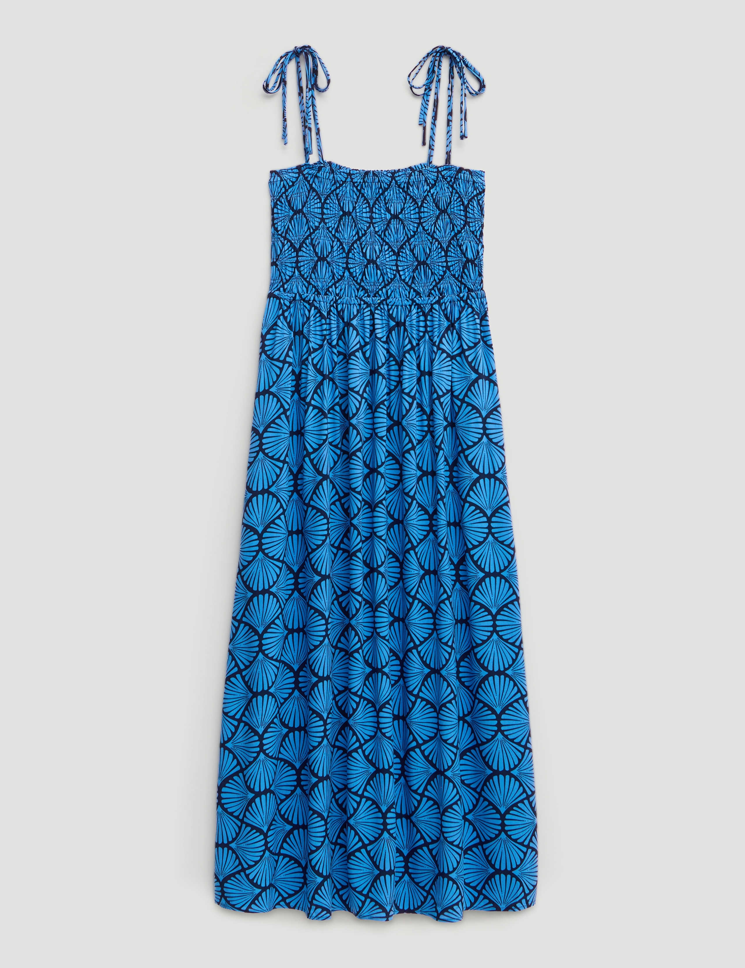 Geometric Square Neck Maxi Shirred Dress 2 of 5