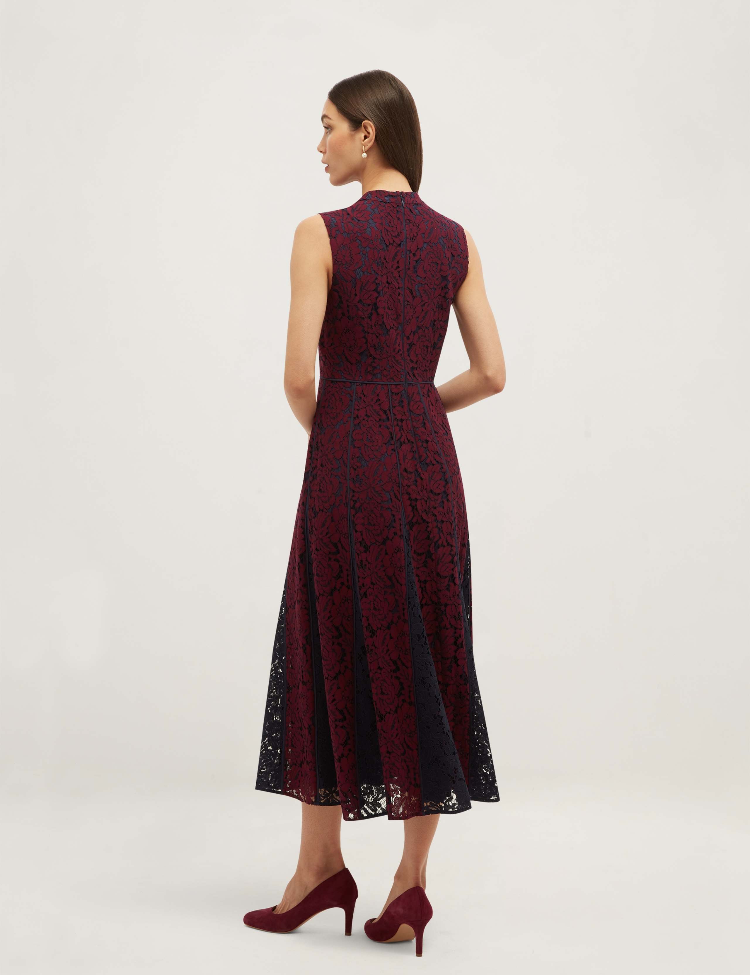 Lace V-Neck Knee Length Skater Dress 4 of 5