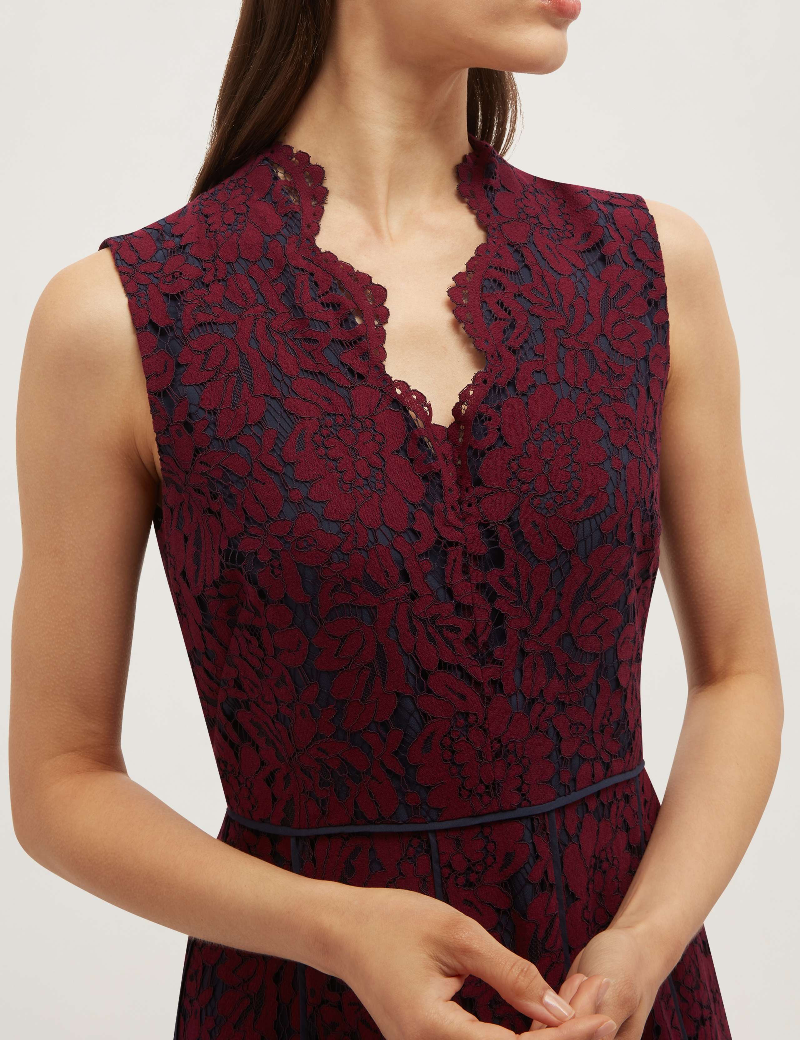 Lace V-Neck Knee Length Skater Dress 5 of 5