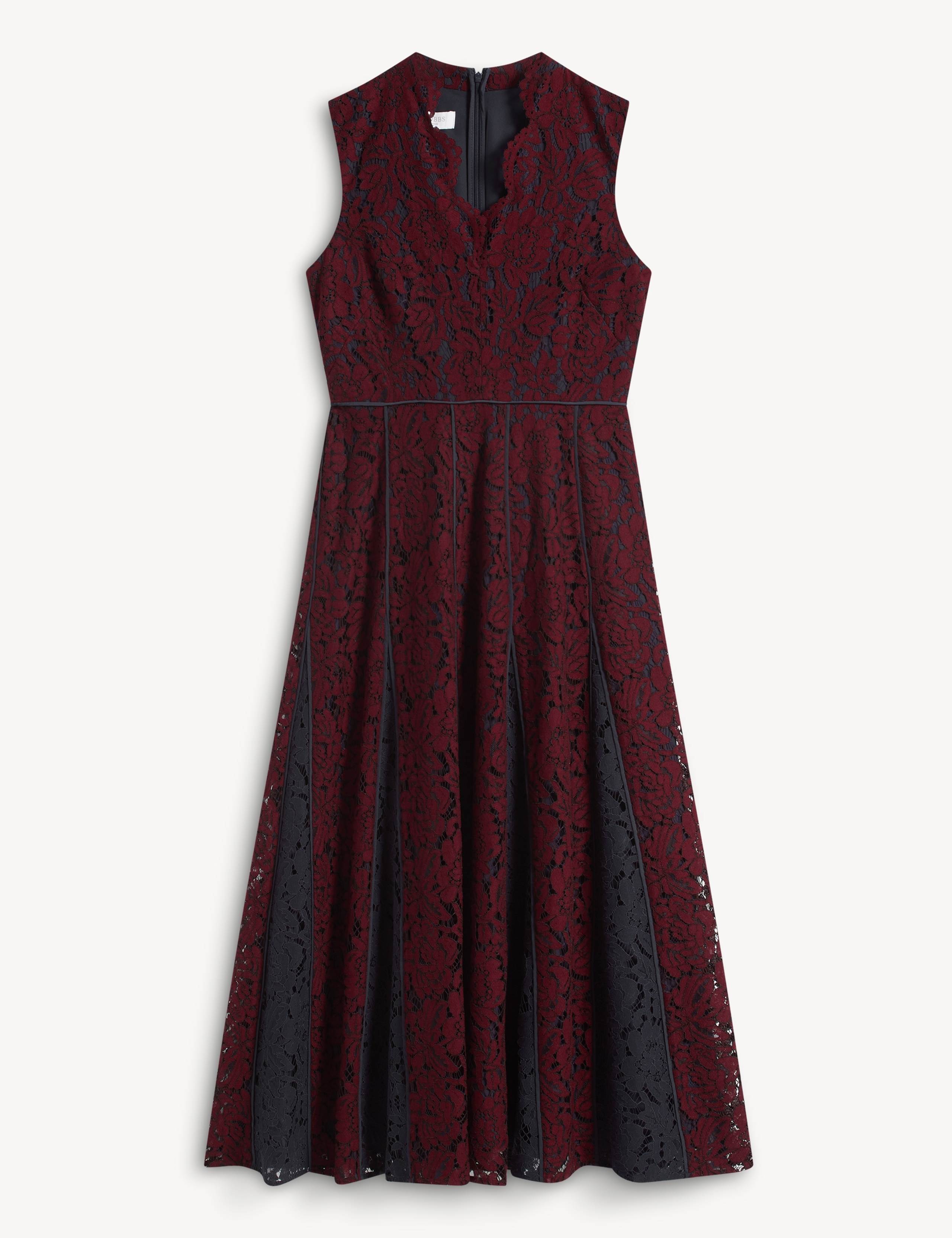 Lace V-Neck Knee Length Skater Dress 2 of 5