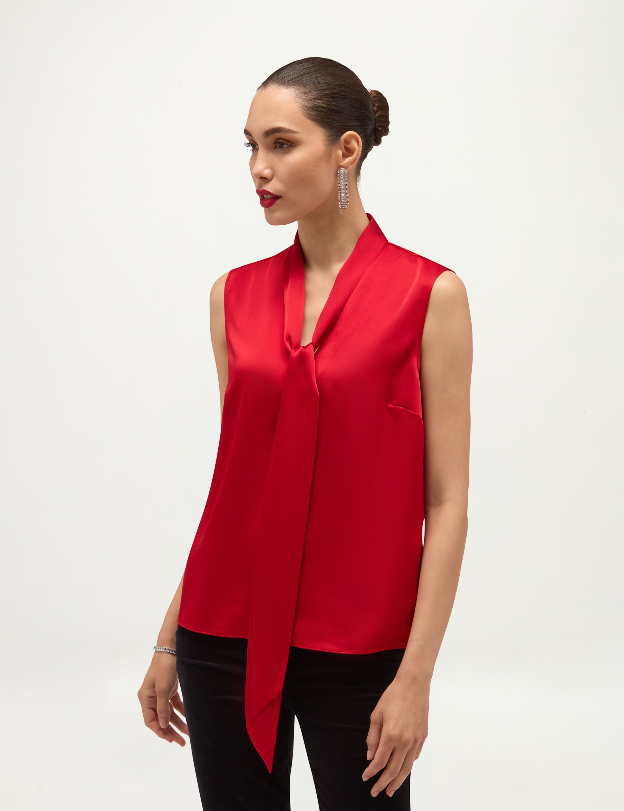 Satin V Neck Sleeveless Top 1 of 8