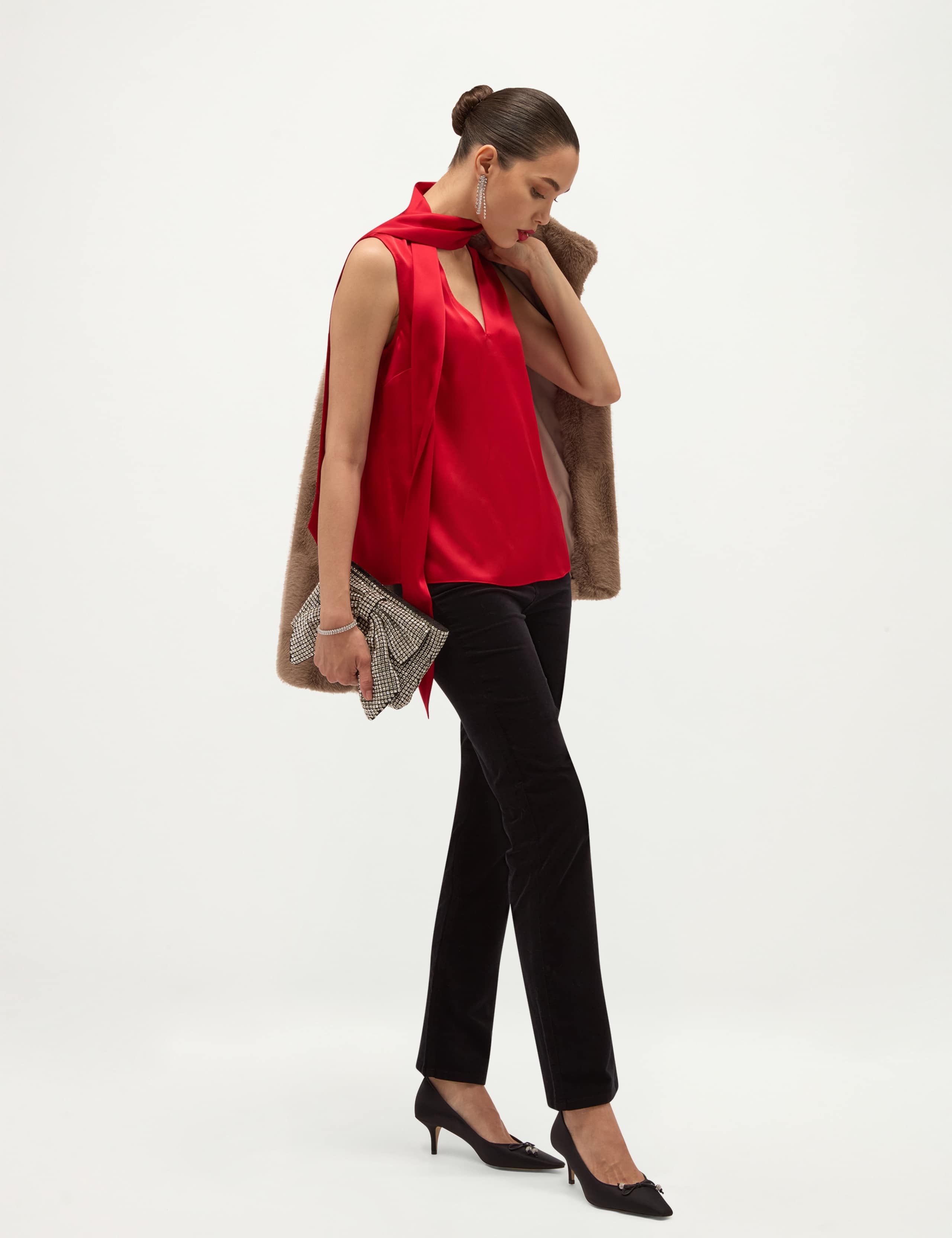 Satin V Neck Sleeveless Top 3 of 8