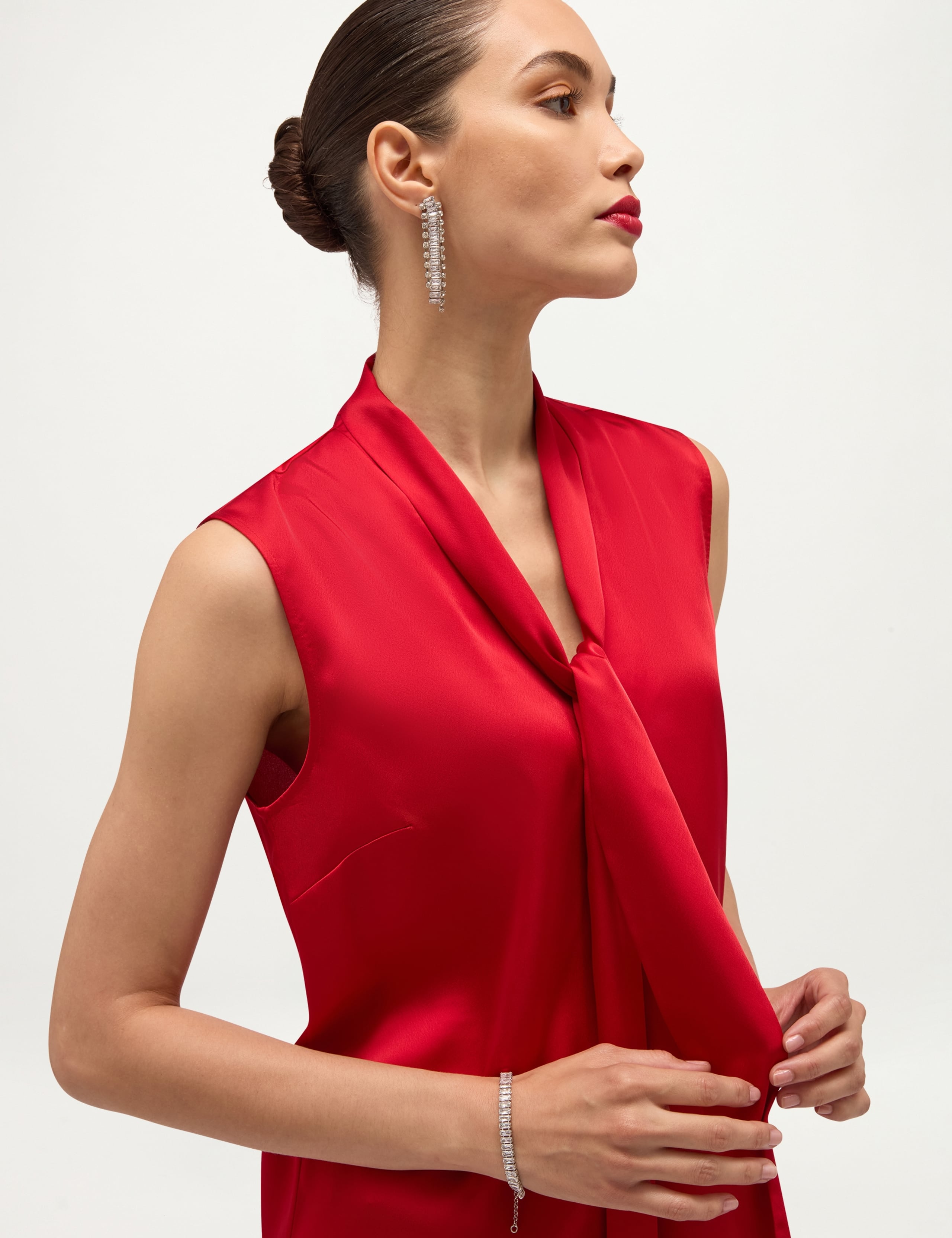 Satin V Neck Sleeveless Top 7 of 8