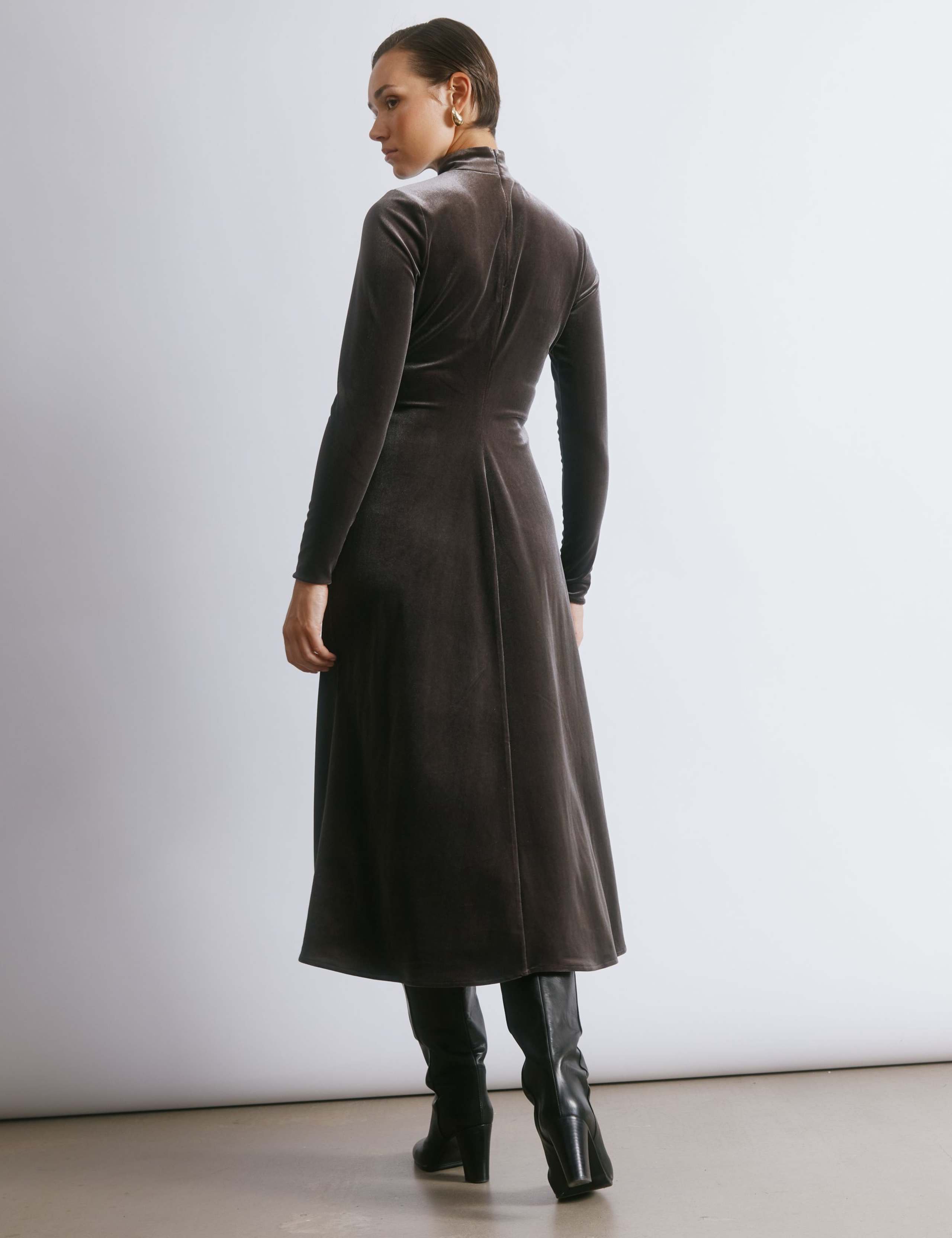 Velvet Funnel Neck Maxi Column Dress 3 of 4