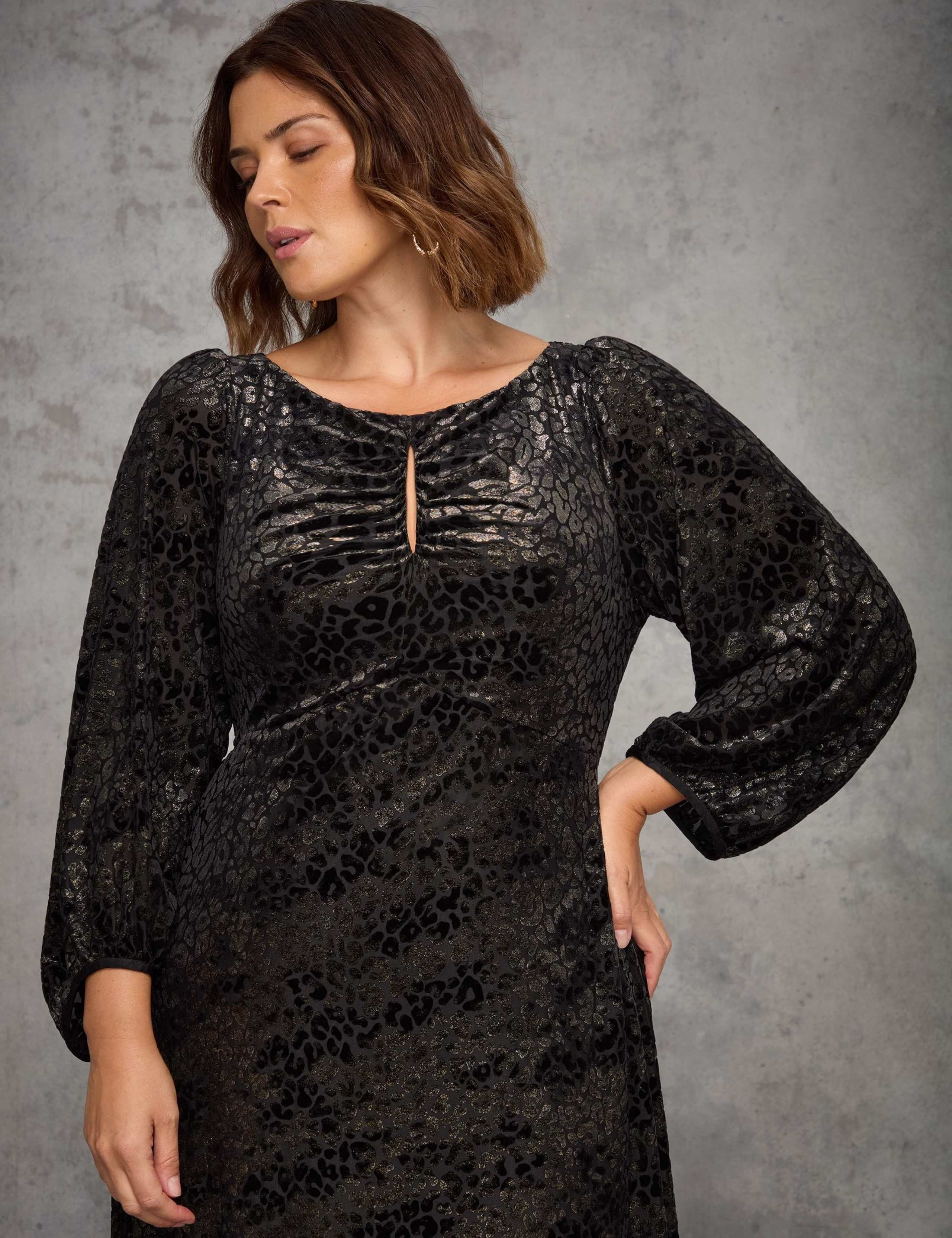 Jacquard Animal Print Midaxi Skater Dress 2 of 4