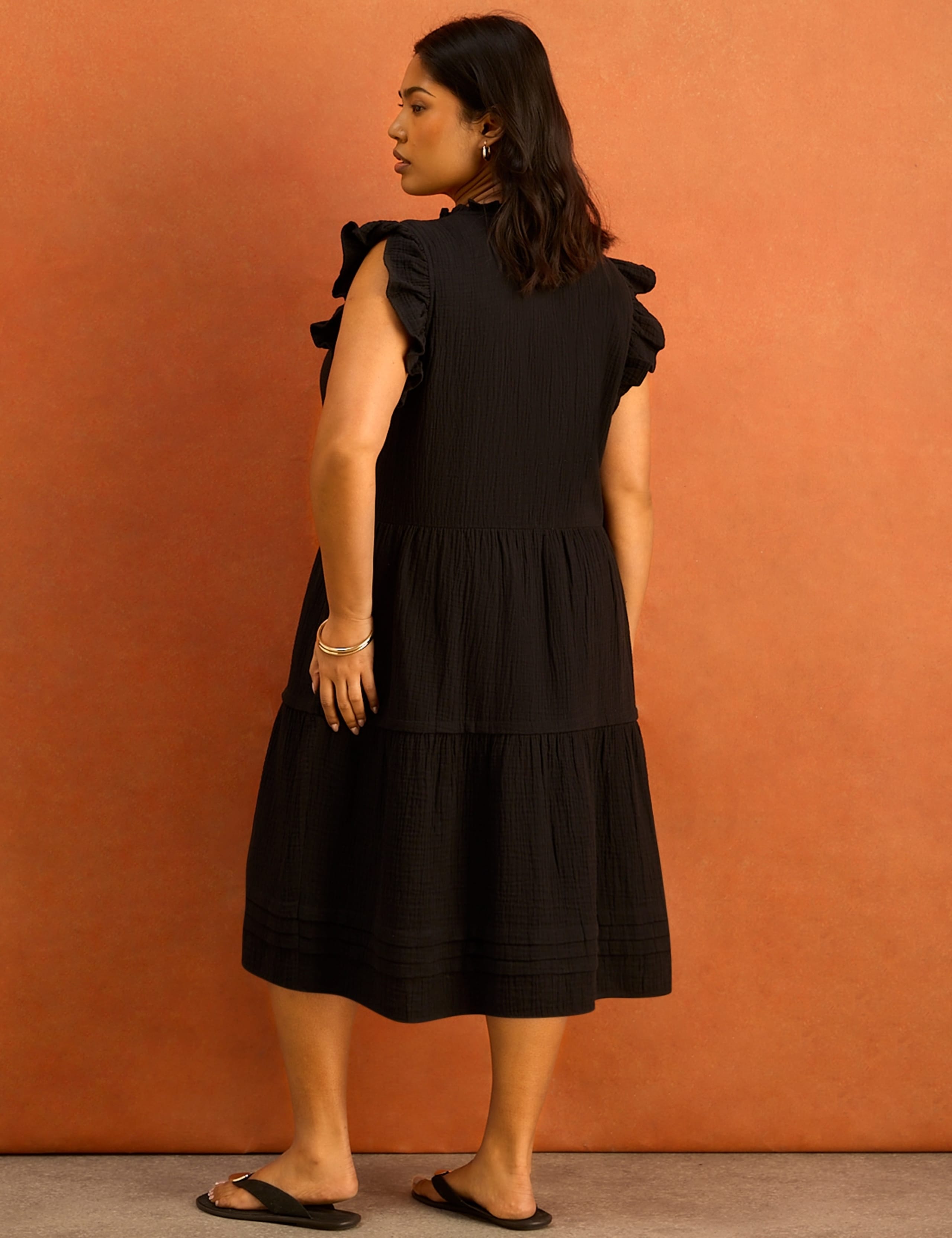 Pure Cotton Notch Neck Midi Tiered Dress 3 of 6