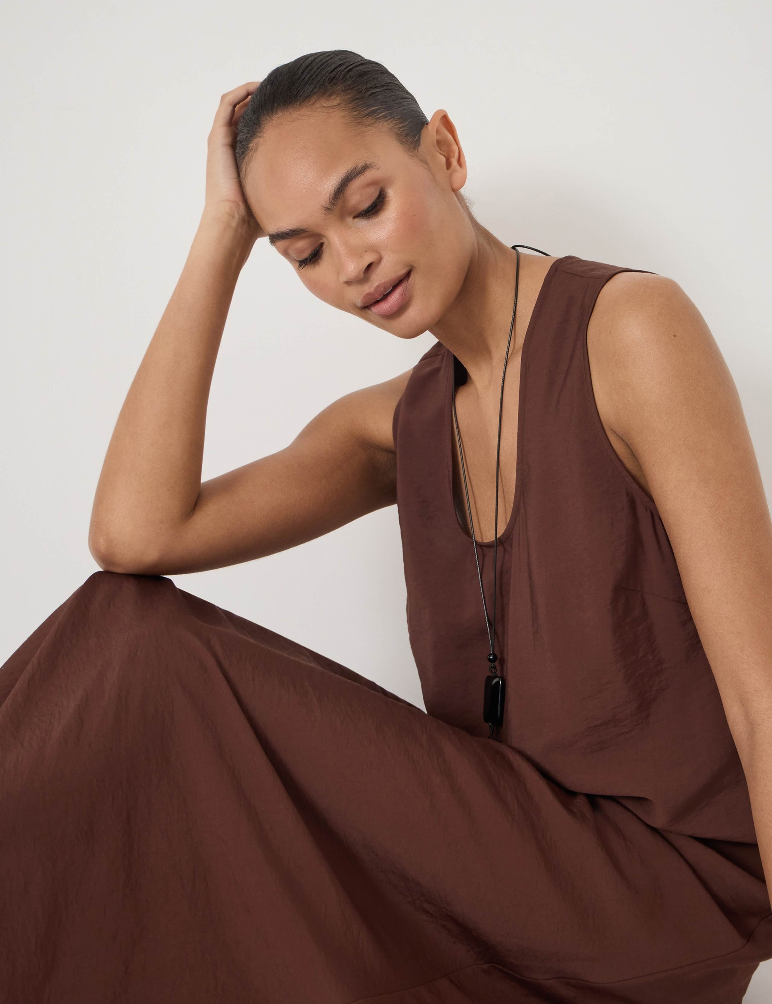 Cotton Rich Scoop Neck Midi Waisted Dress 3 of 4