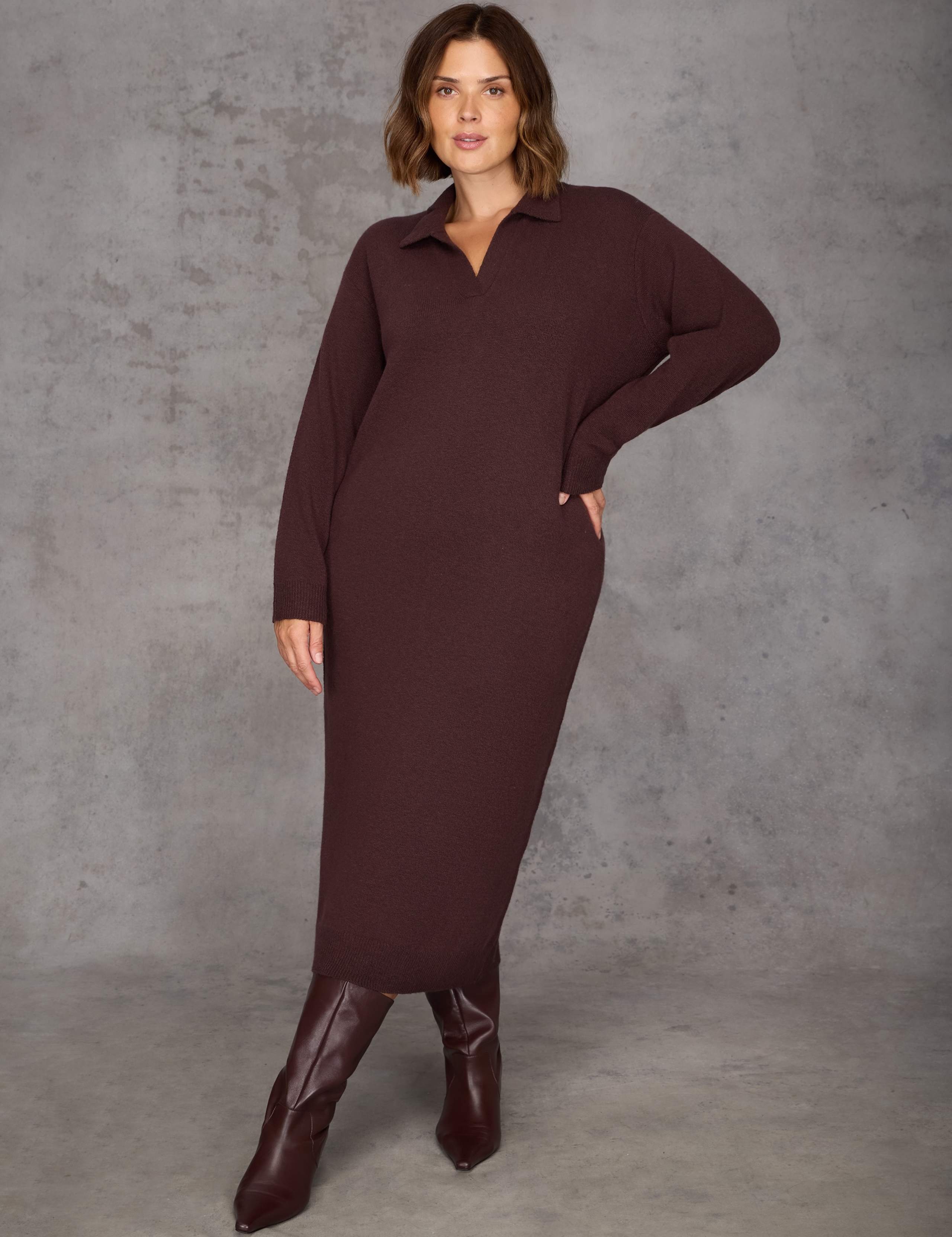 Knitted Polo Neck Midi Column Dress 3 of 8