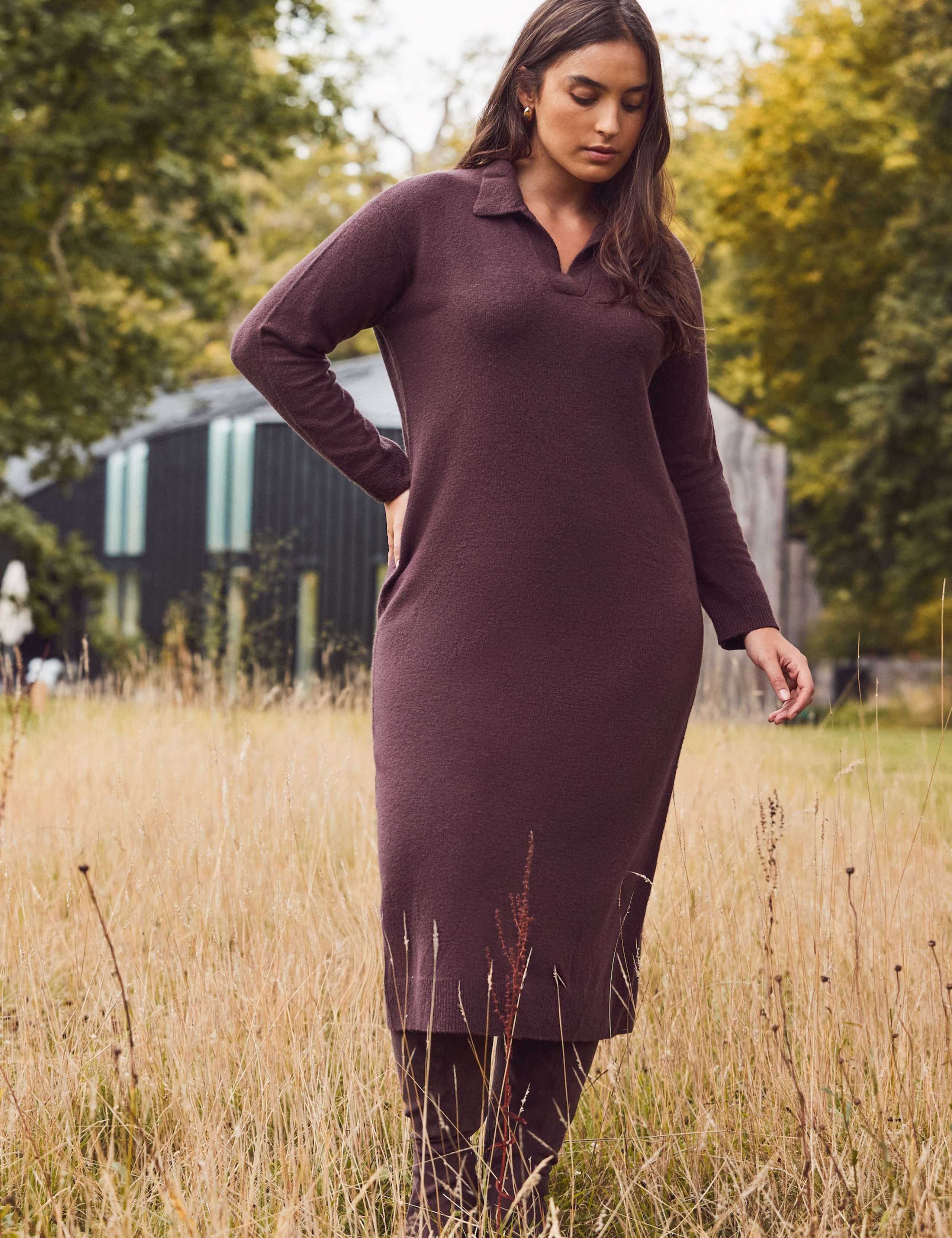 Knitted Polo Neck Midi Column Dress 4 of 8