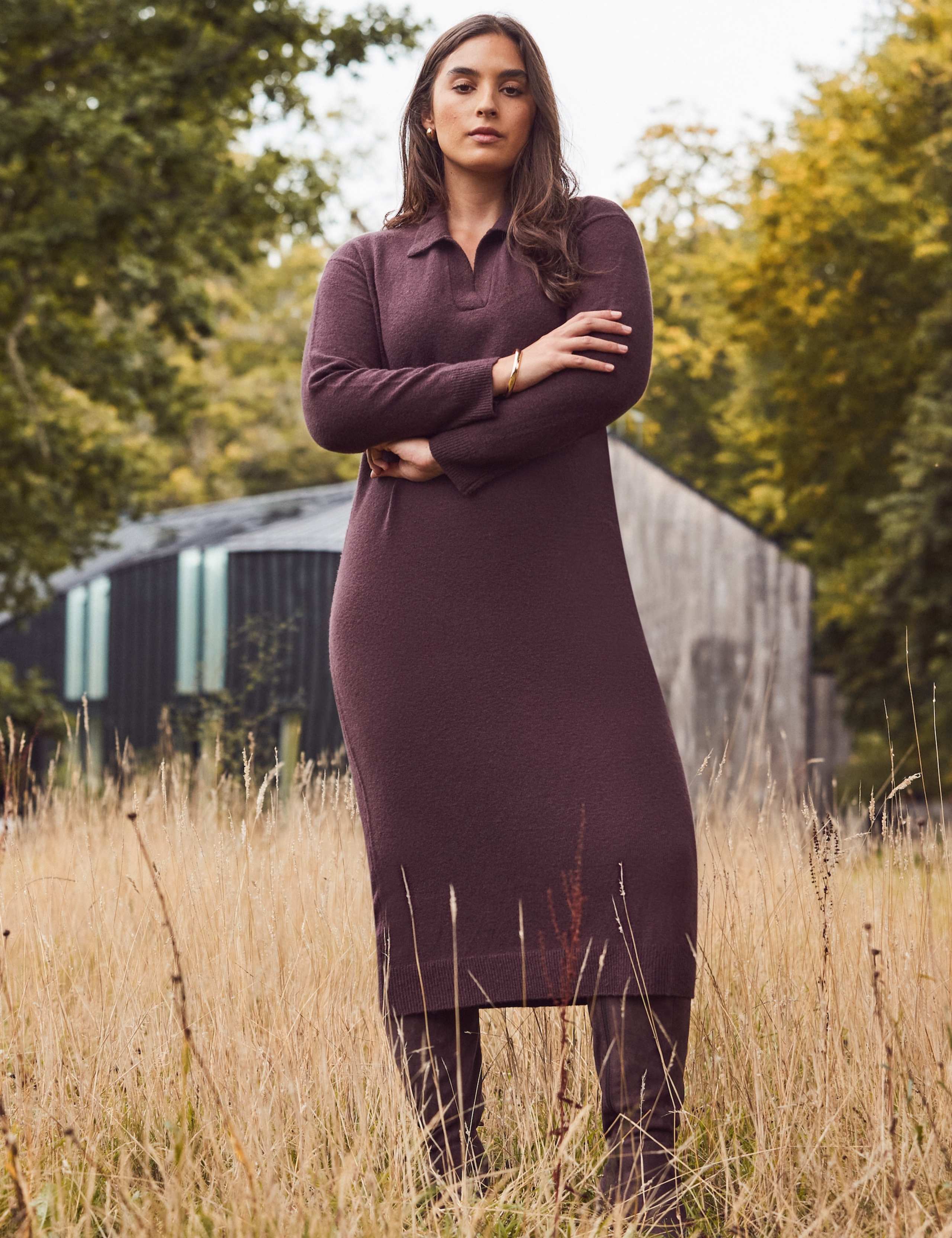 Knitted Polo Neck Midi Column Dress 5 of 8