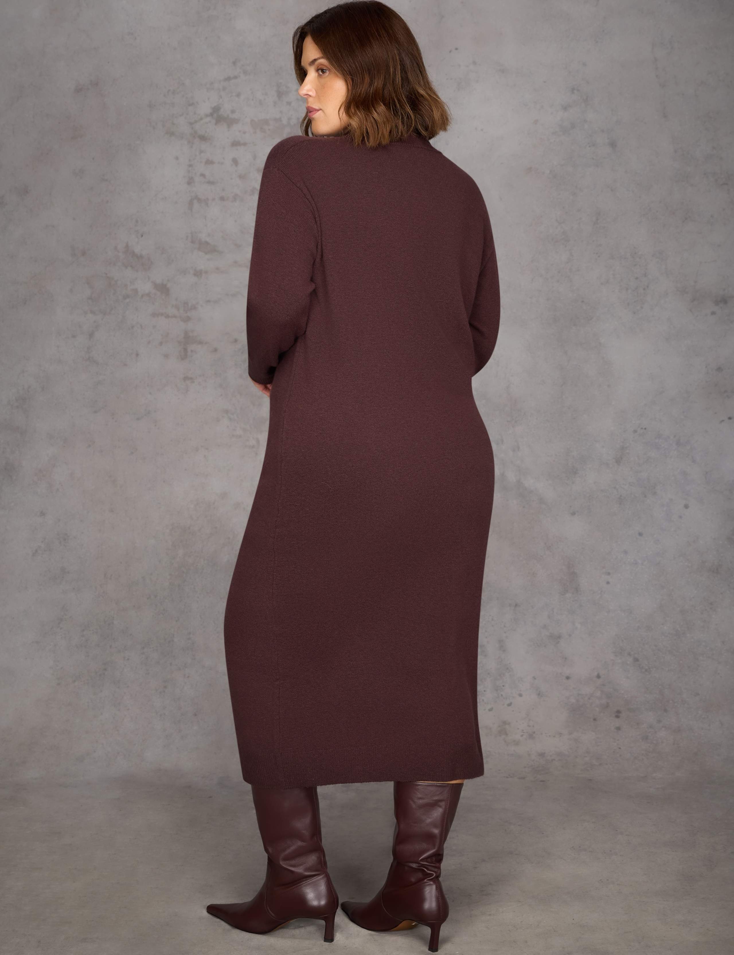 Knitted Polo Neck Midi Column Dress 7 of 8