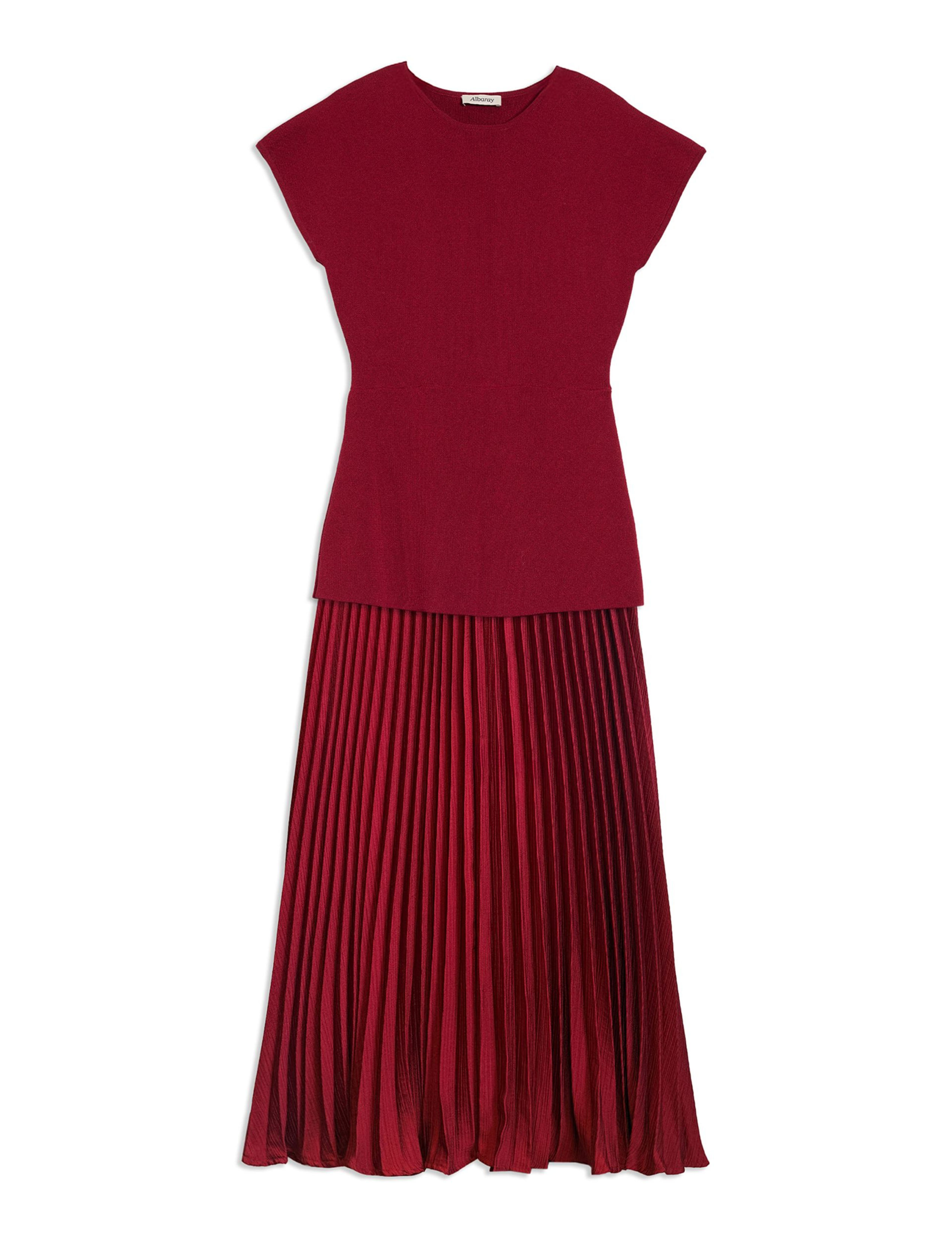Knitted Pleated Midi Skater Dress 2 of 4