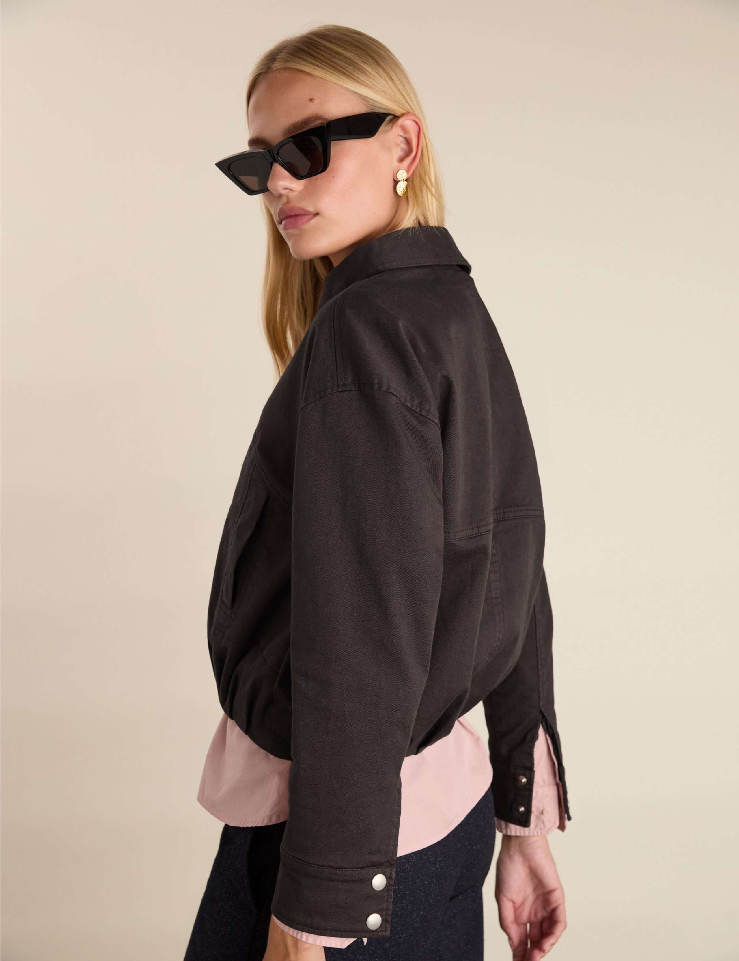 Cotton Rich Relaxed Cropped Bomber Jacket 3 of 7