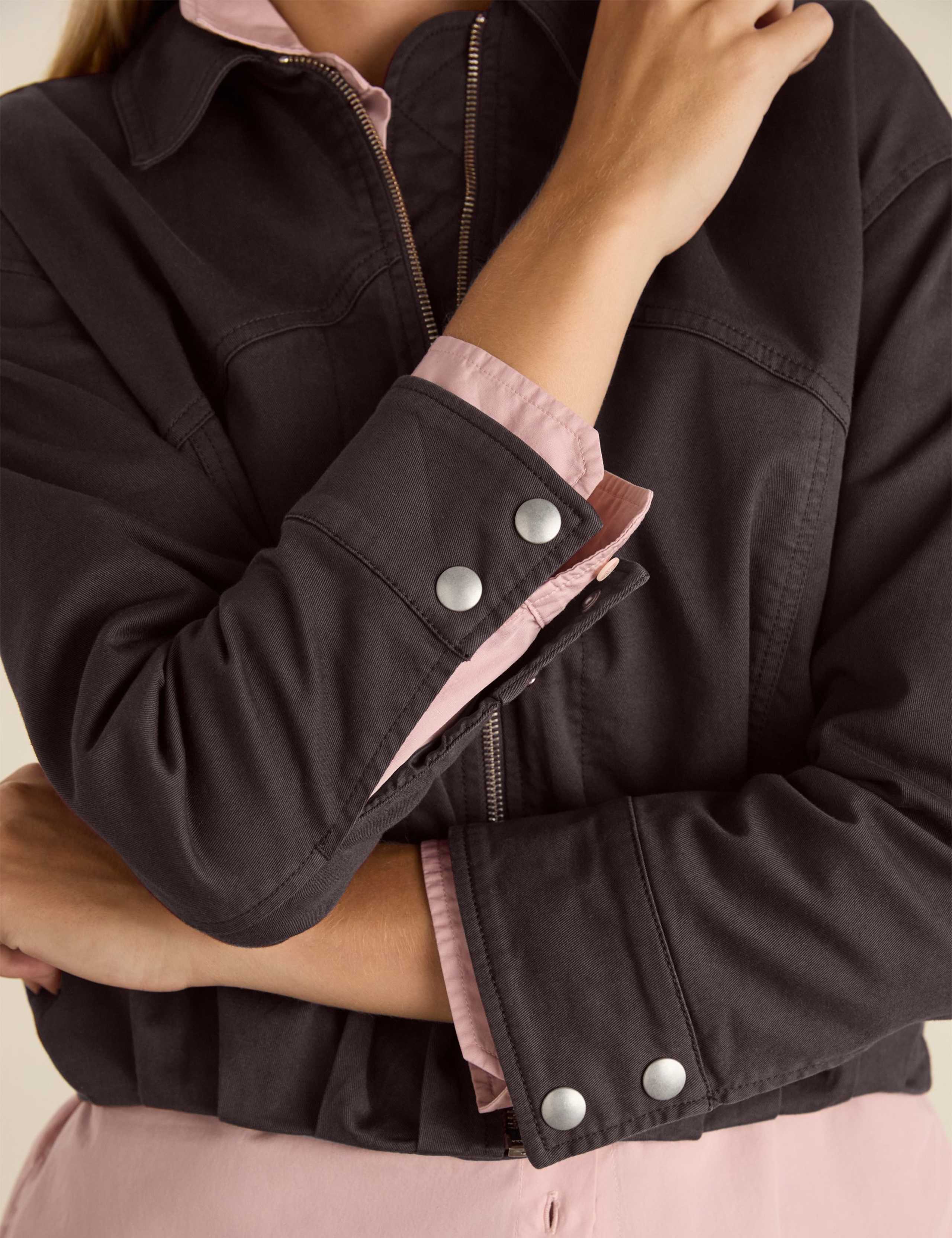 Cotton Rich Relaxed Cropped Bomber Jacket 4 of 7