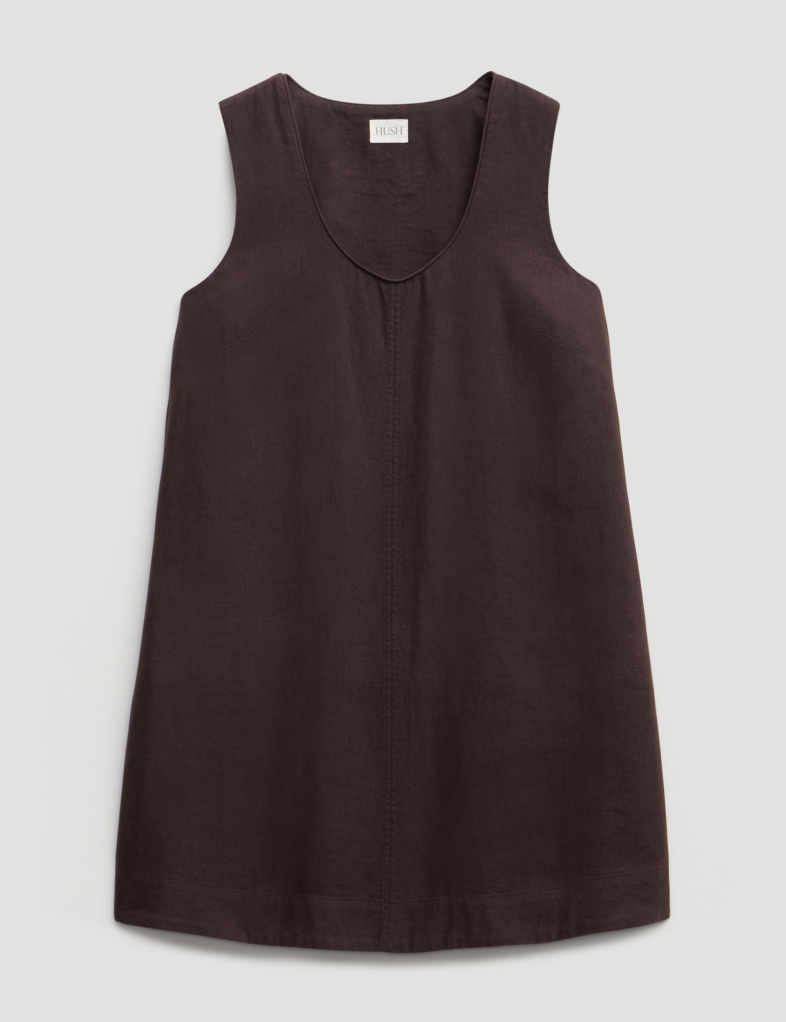 Linen Blend Scoop Neck Mini Shift Dress 2 of 5