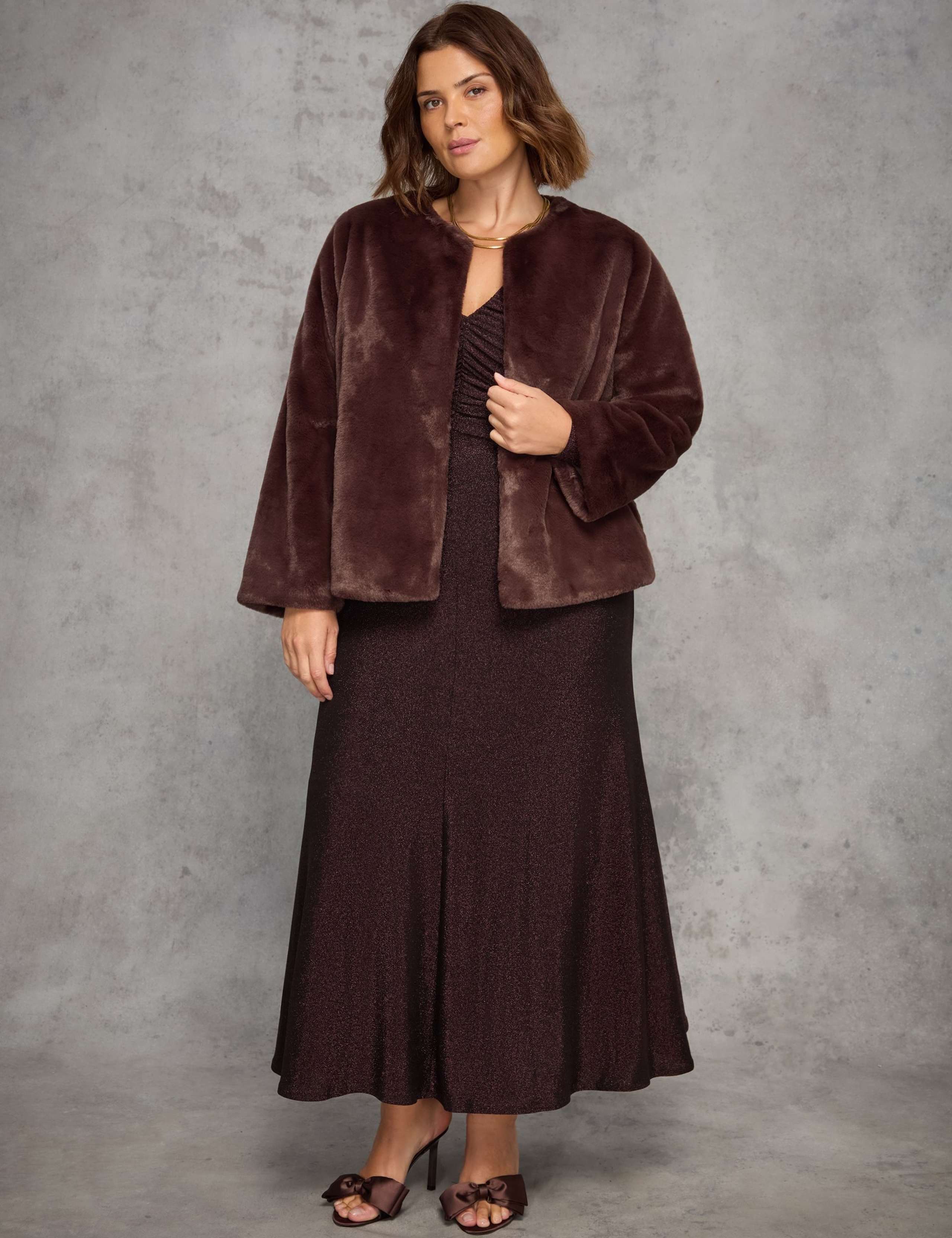 Jersey Sparkly Ruched Midaxi Skater Dress 2 of 9