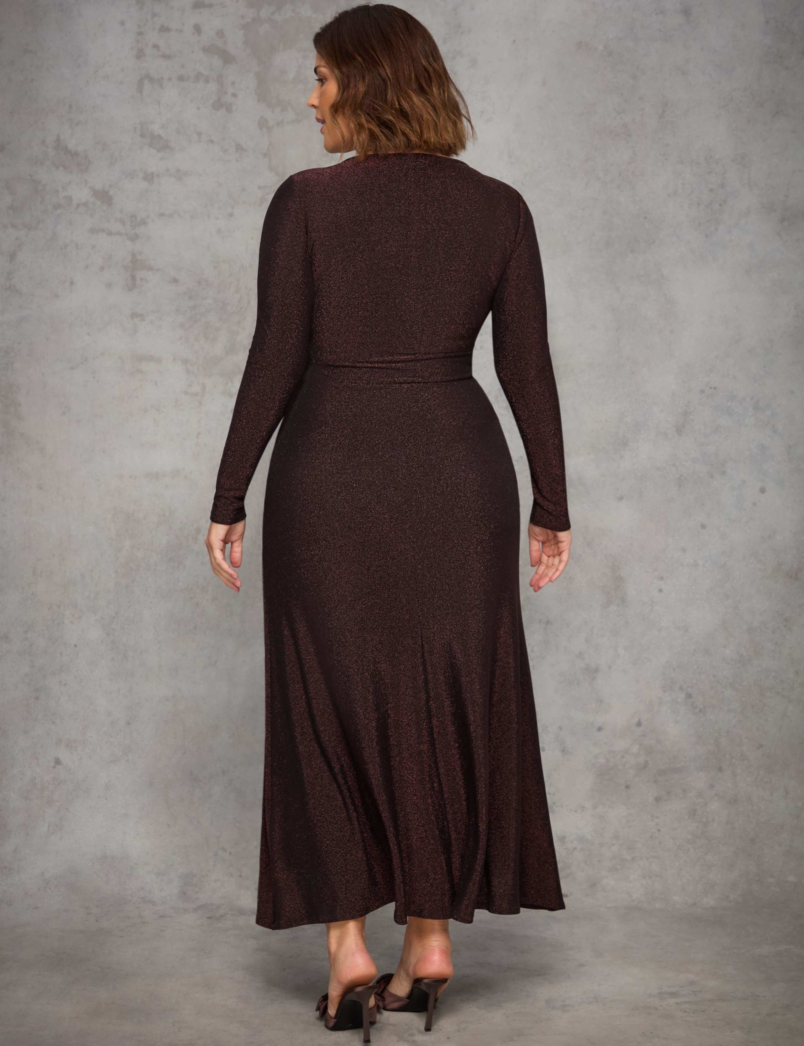 Jersey Sparkly Ruched Midaxi Skater Dress 9 of 9