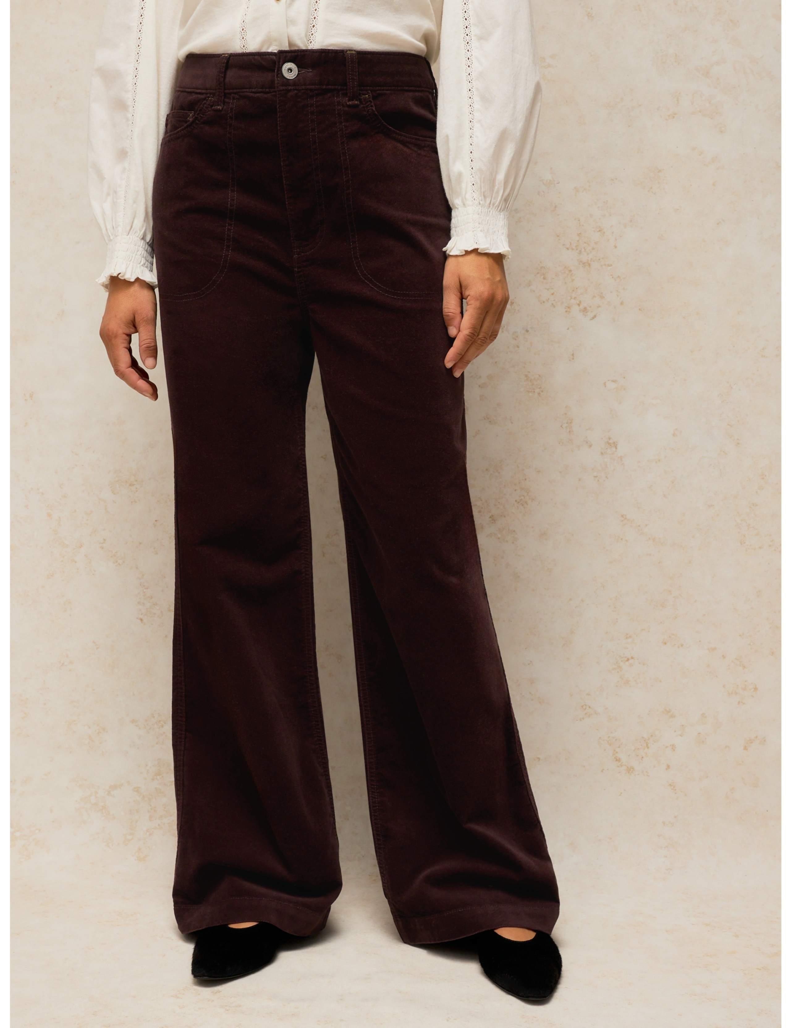 Cotton Rich Velvet Wide Leg Trousers 3 of 6