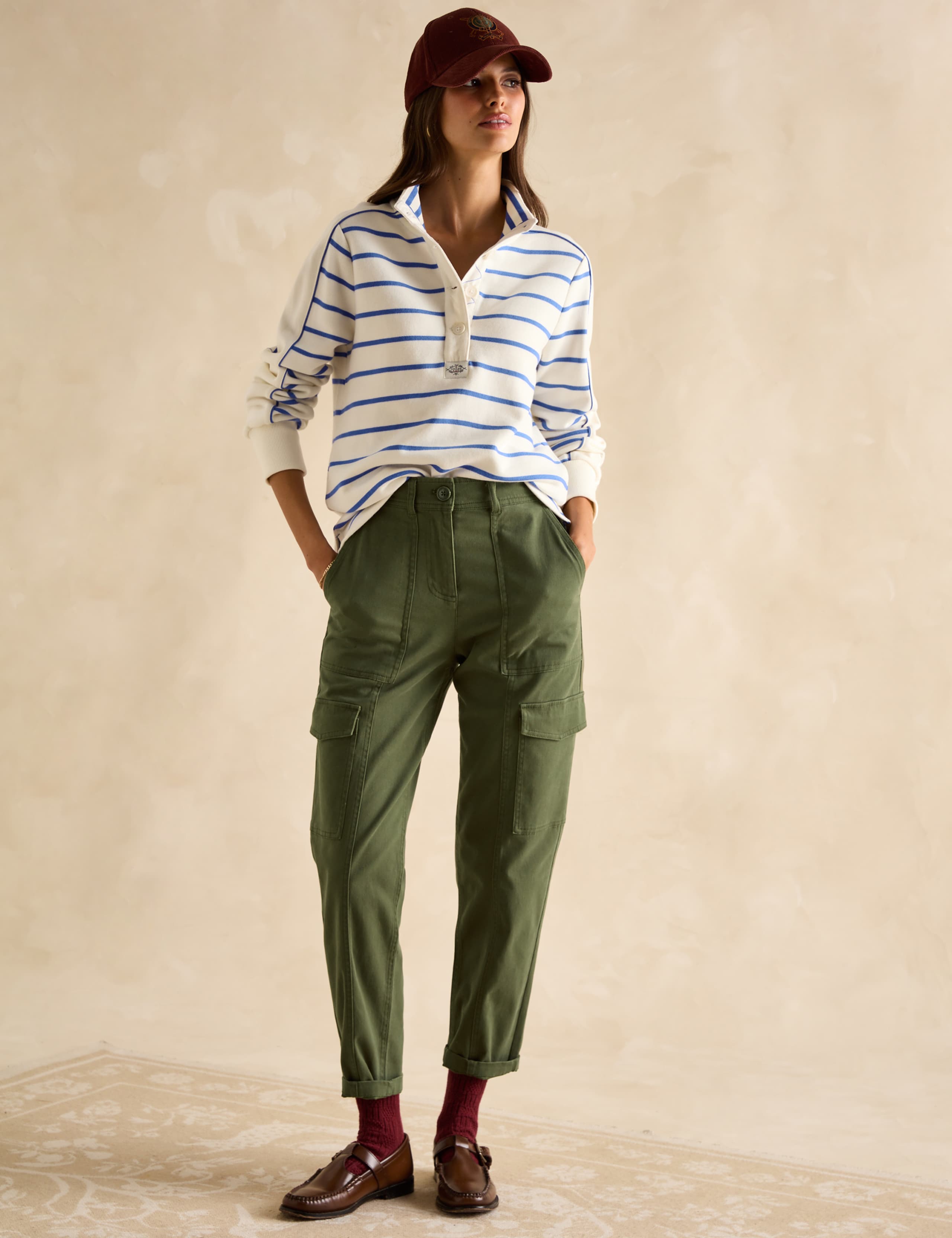 Pure Cotton Striped Funnel Neck Sweat-shirt 3 of 7