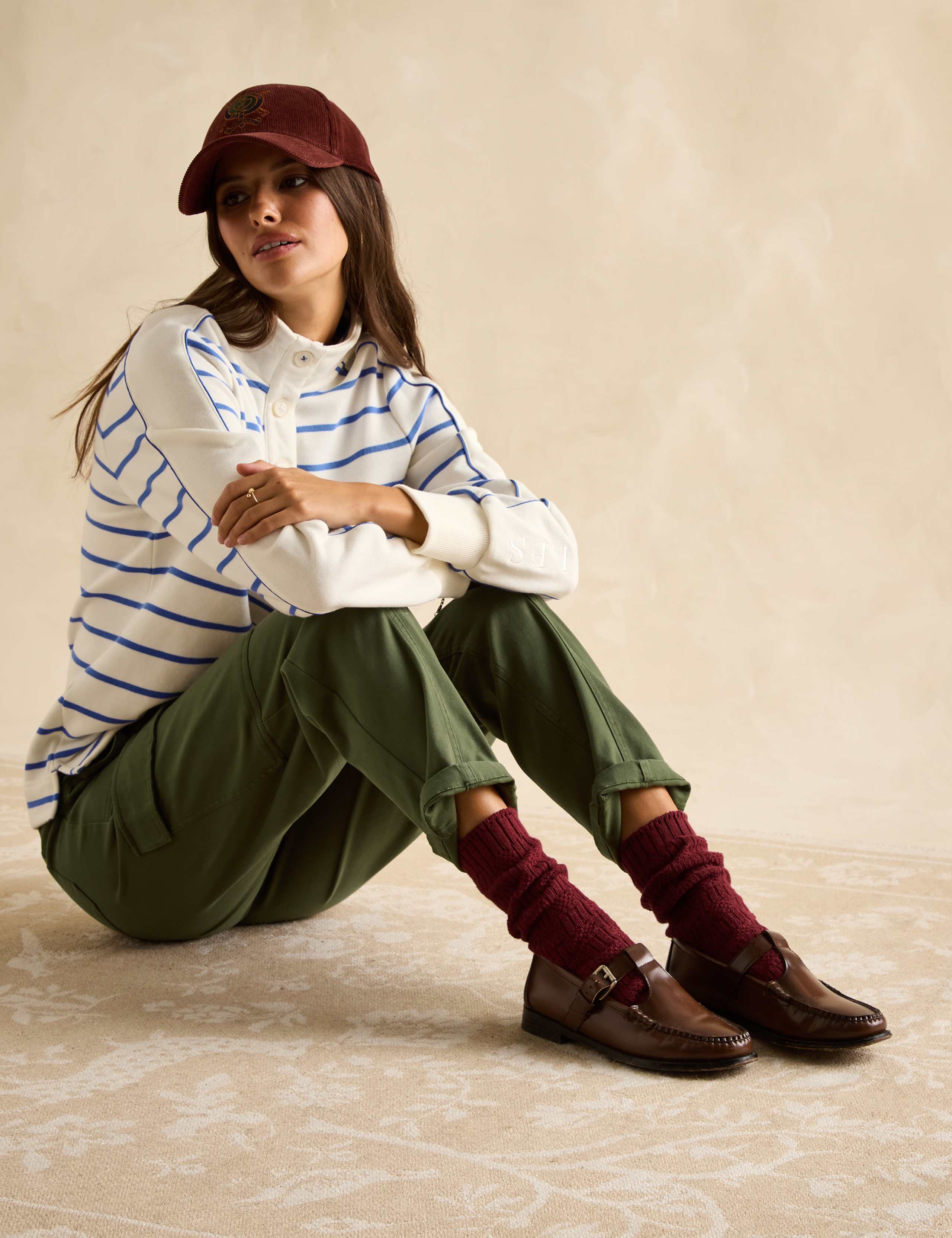 Pure Cotton Striped Funnel Neck Sweat-shirt 5 of 7