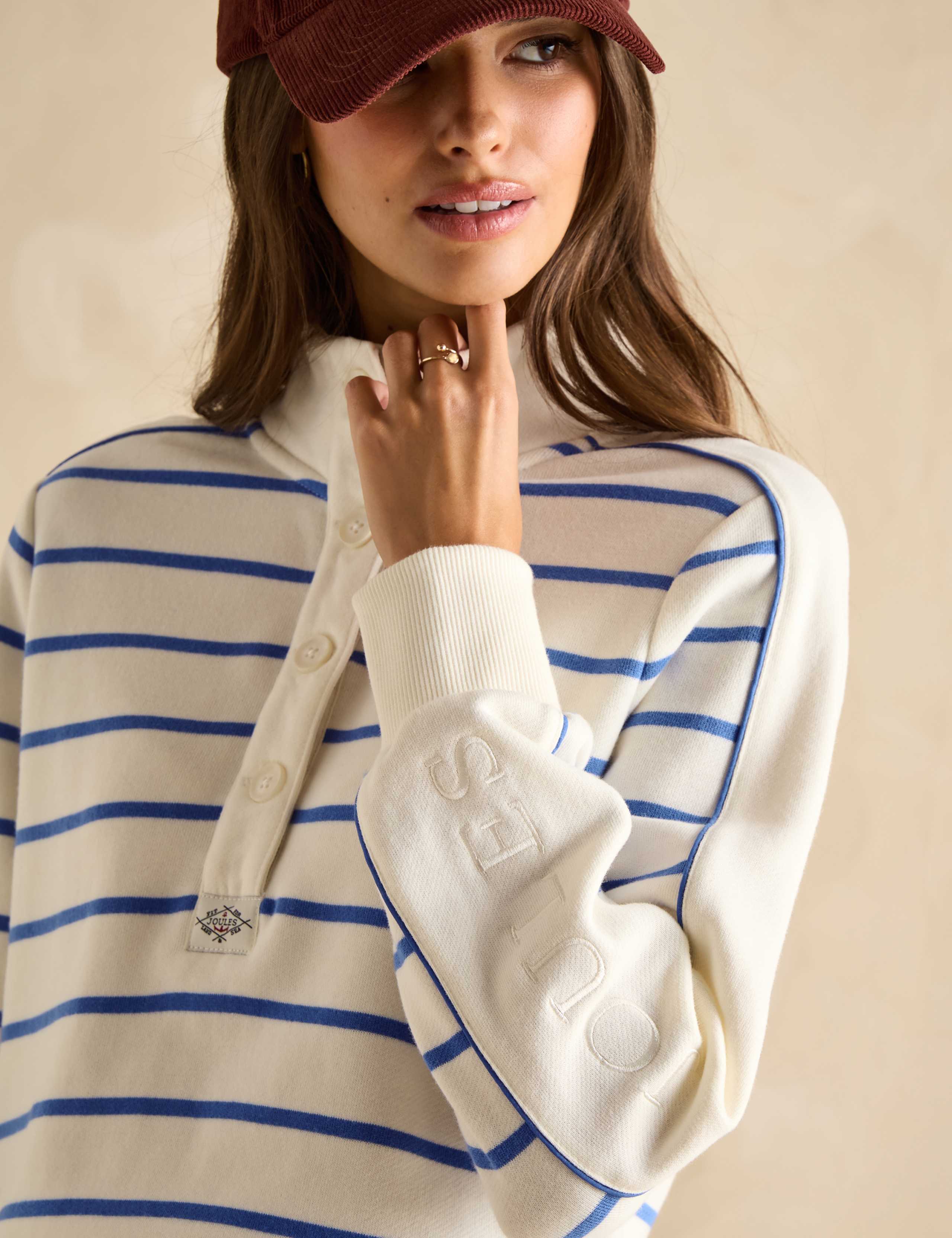 Pure Cotton Striped Funnel Neck Sweat-shirt 6 of 7