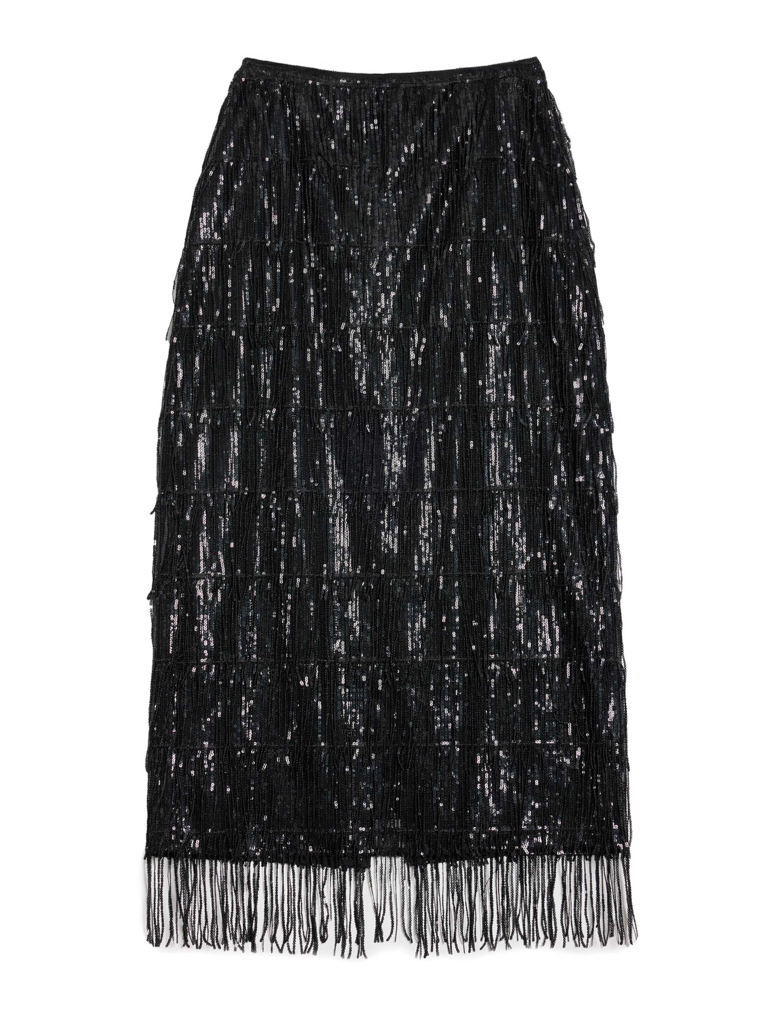 Sequin Fringe Midi Pencil Skirt 2 of 4