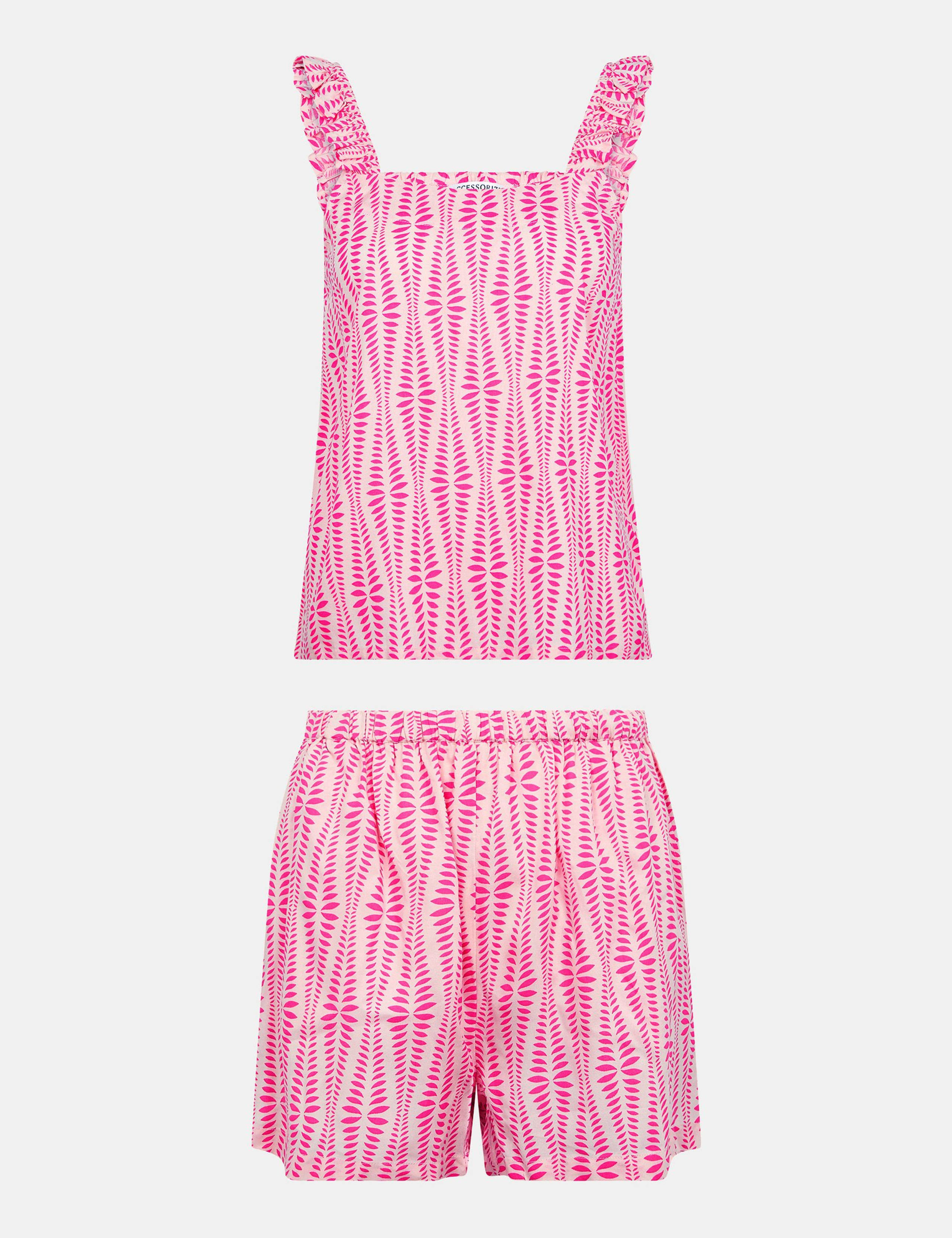 Ikat Frill Detail Short Pyjama Set 2 of 4
