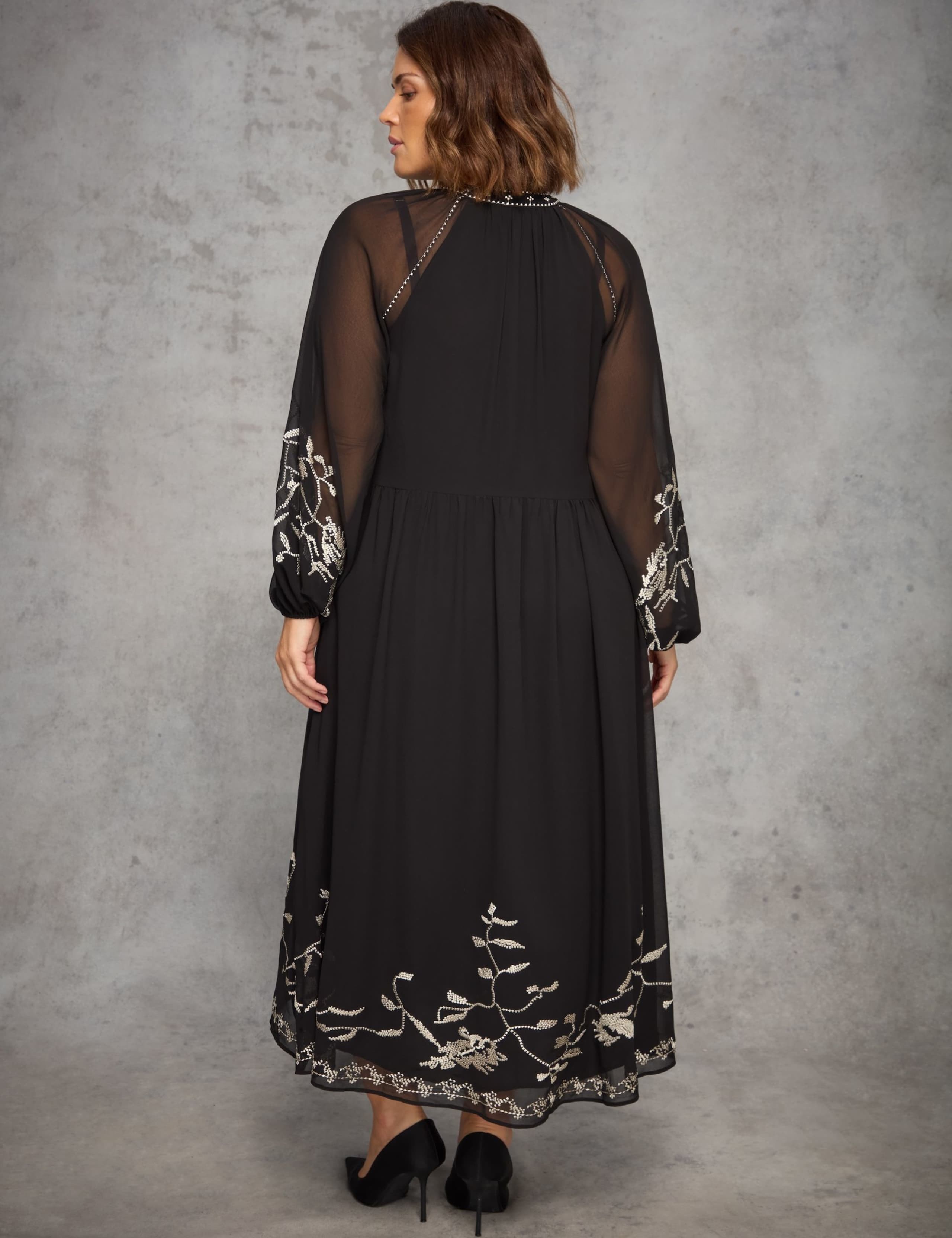 Embellished Tie Neck Midaxi Waisted Dress 3 of 6