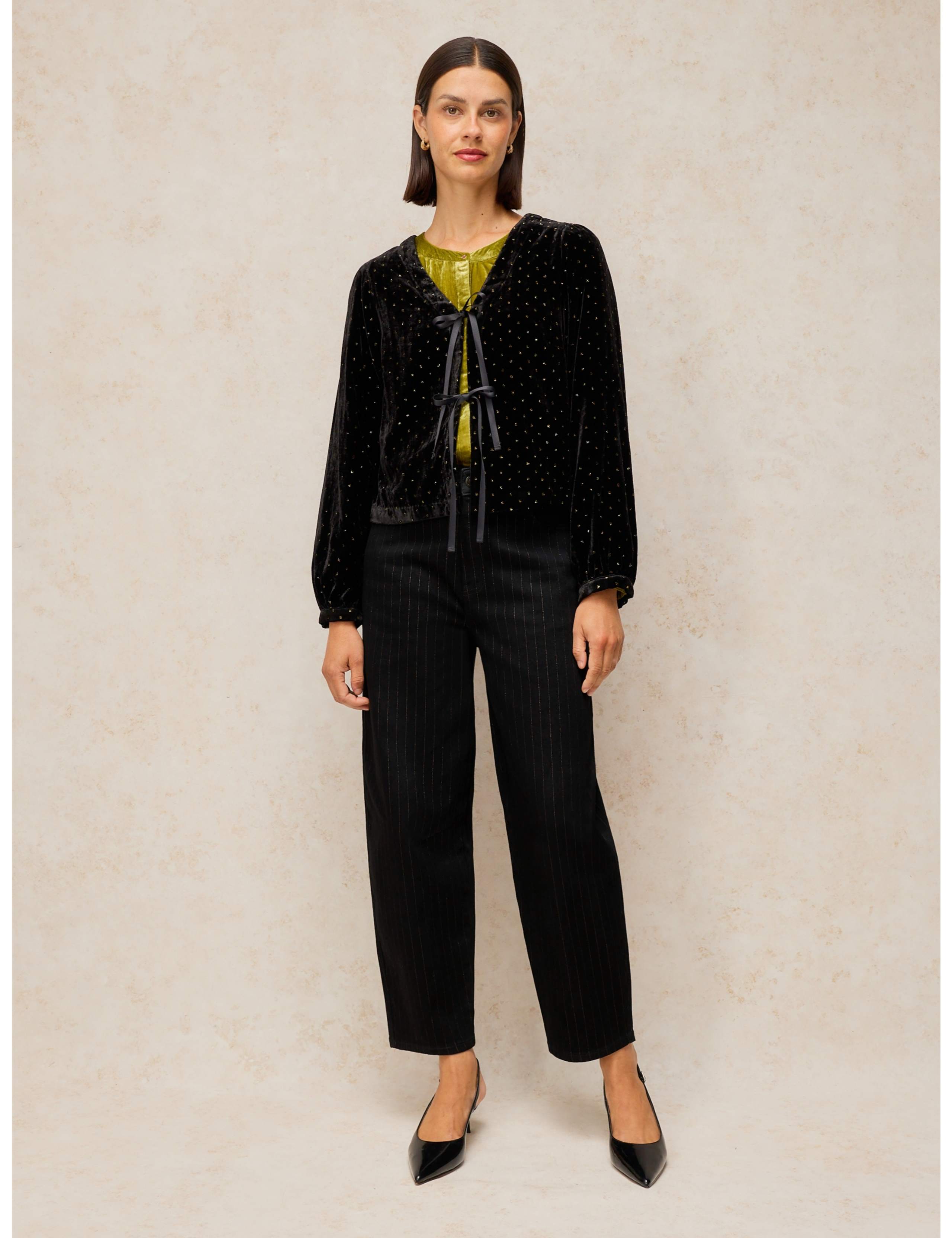 Aubrey Metallic Striped Straight Leg Jeans 3 of 7