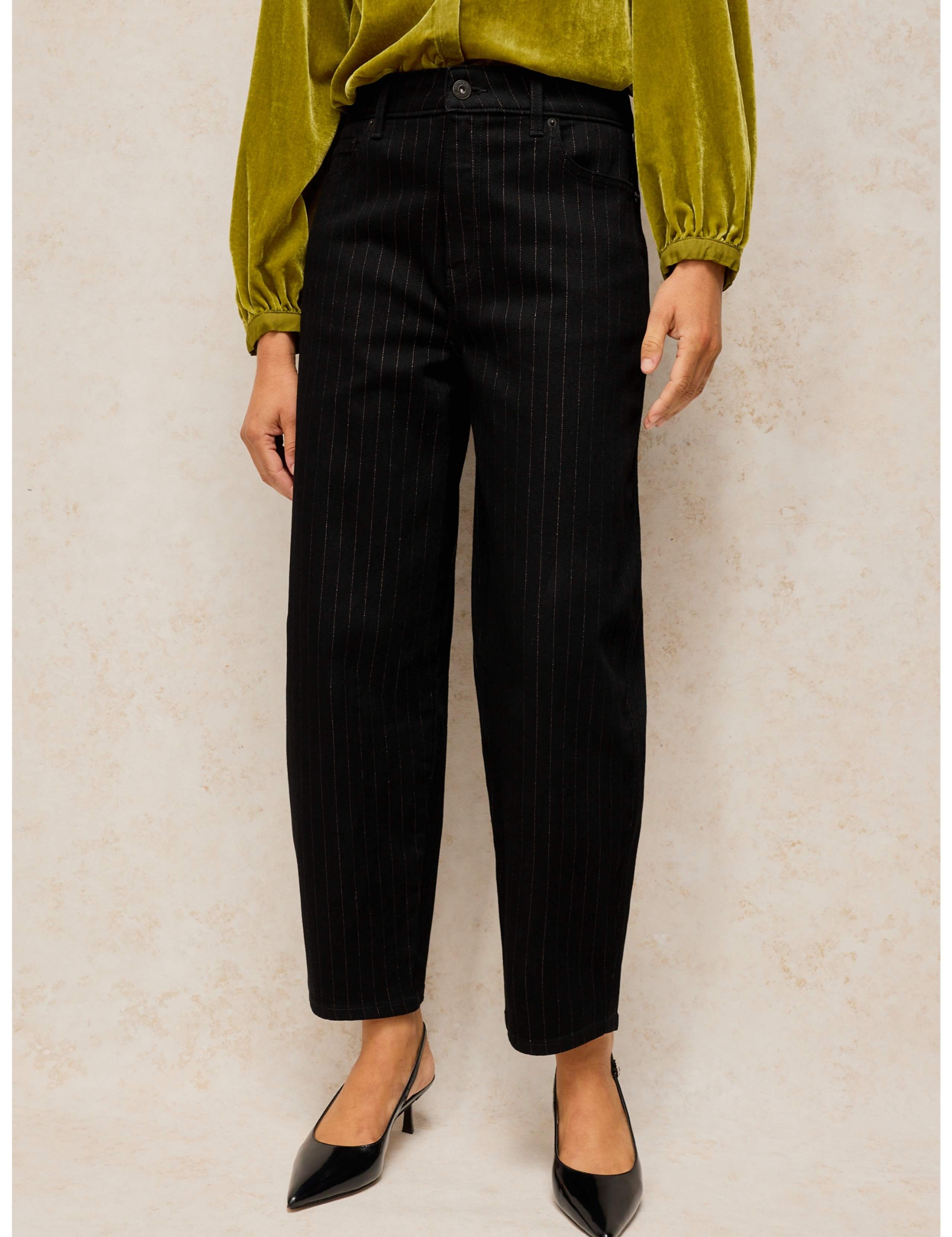 Aubrey Metallic Striped Straight Leg Jeans 4 of 7