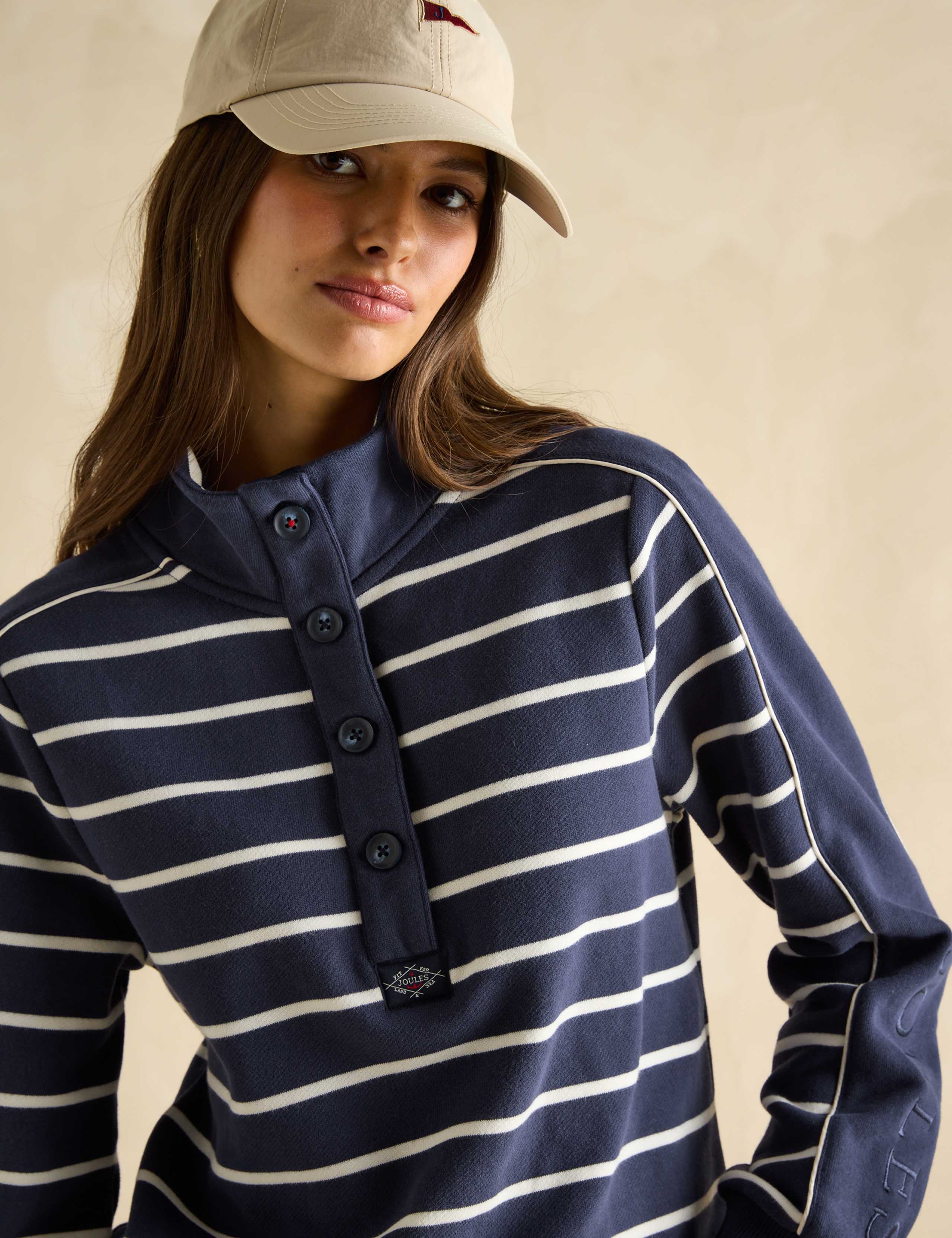 Pure Cotton Striped Funnel Neck Sweatshirt 5 of 7