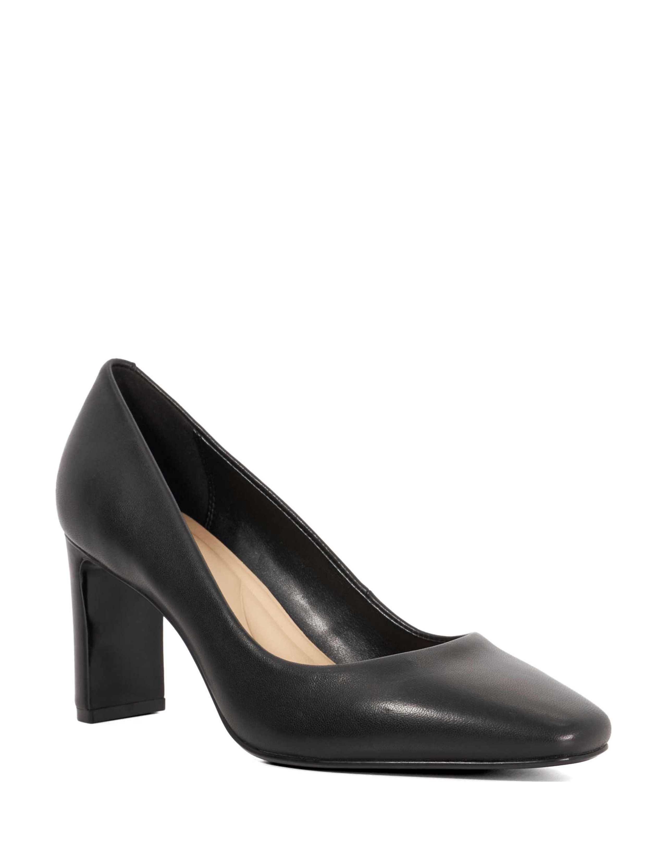 Leather Block Heel Court Shoes 3 of 5