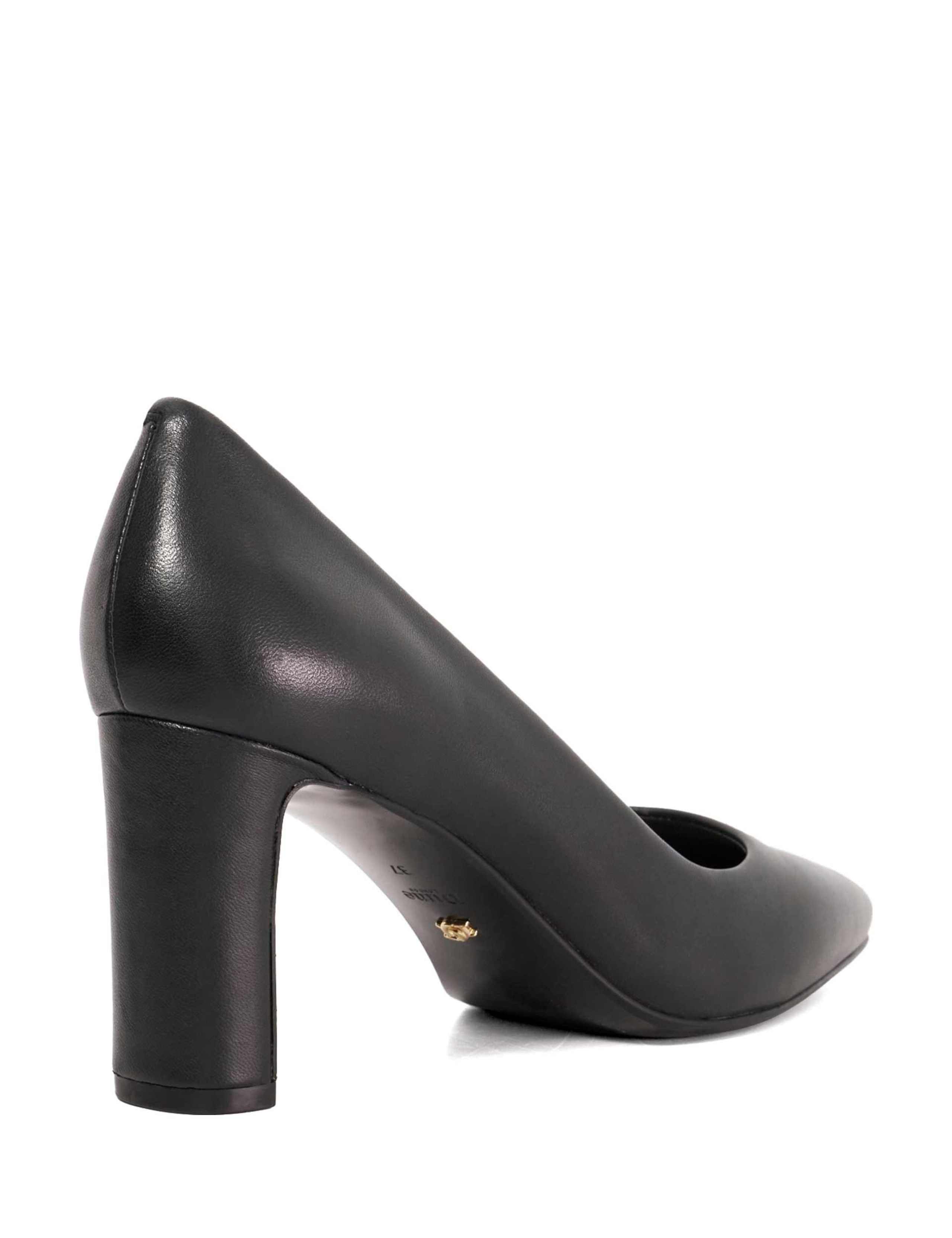 Leather Block Heel Court Shoes 4 of 5