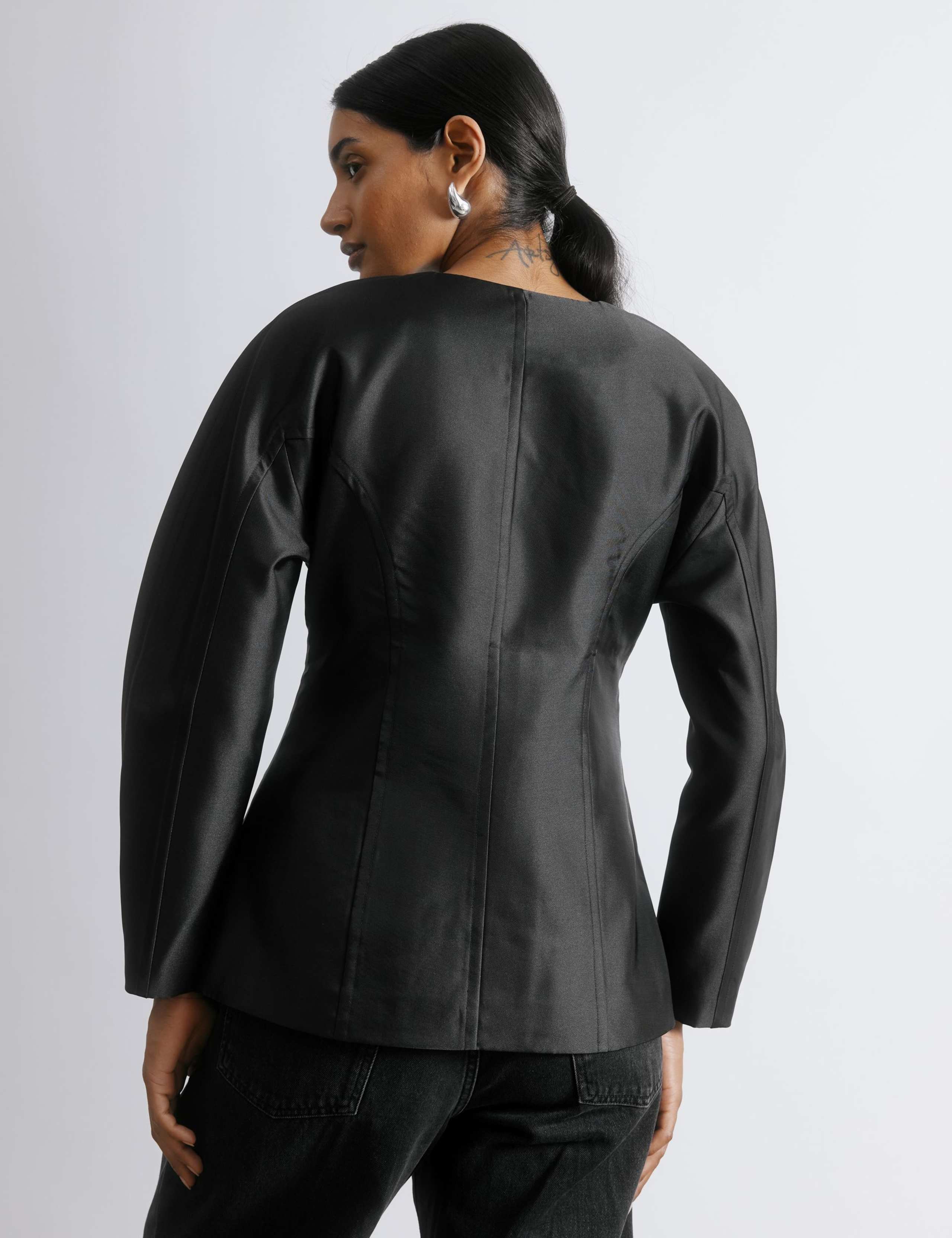 Taffeta Cocoon Sleeve Jacket 4 of 5