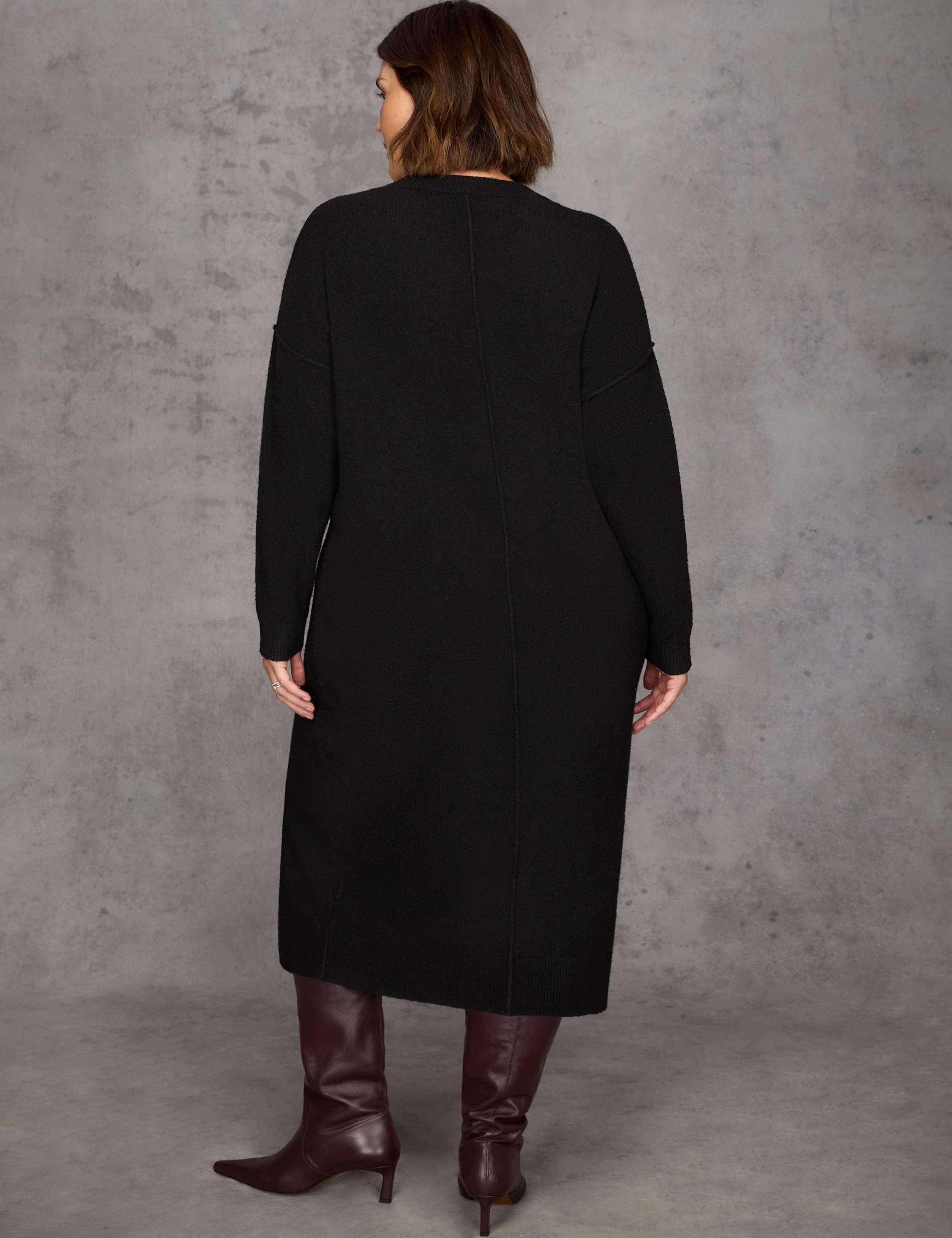 Crew Neck Midi Jumper Dress with Wool 4 of 5