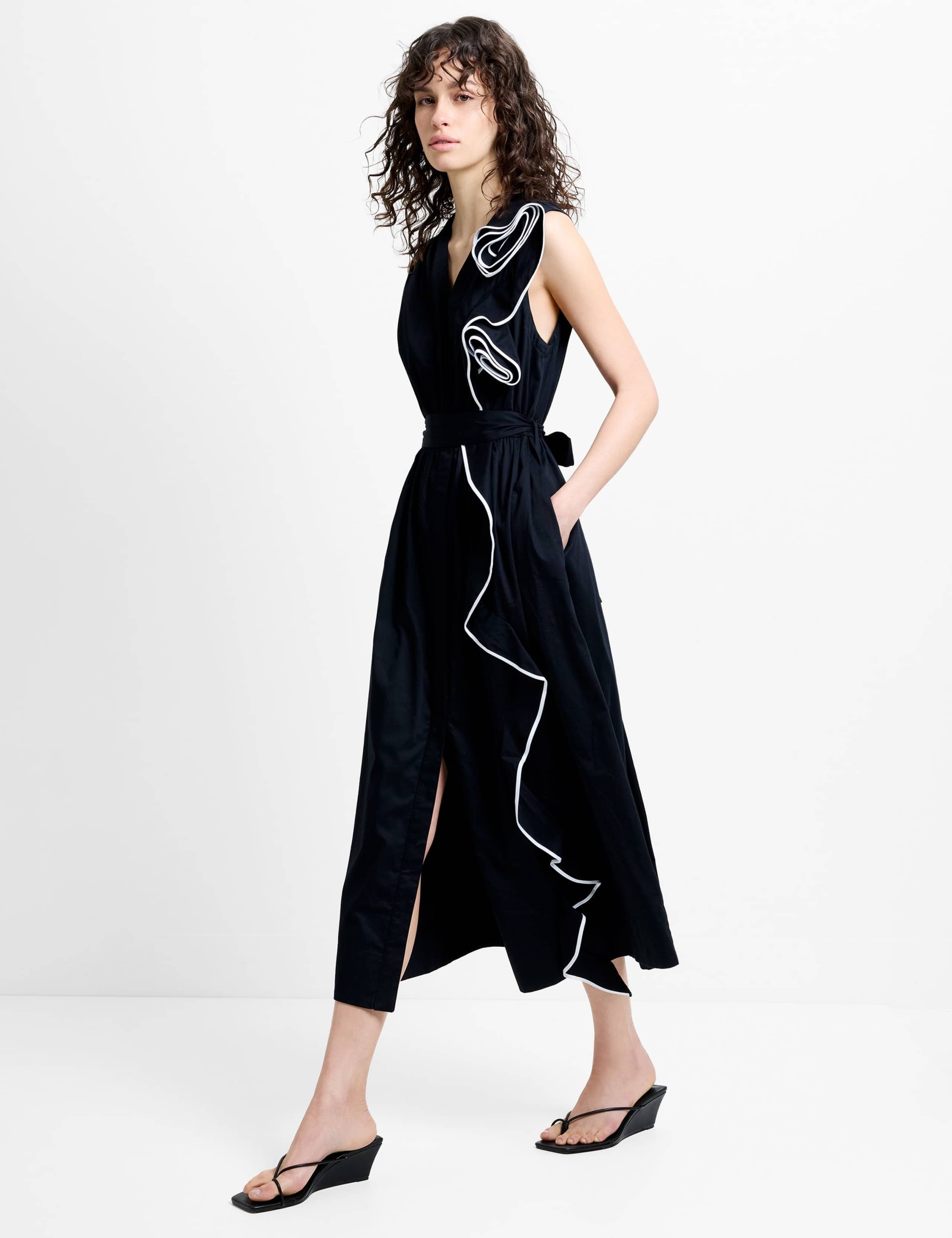 Pure Cotton Poplin Corsage Midi Dress 3 of 5