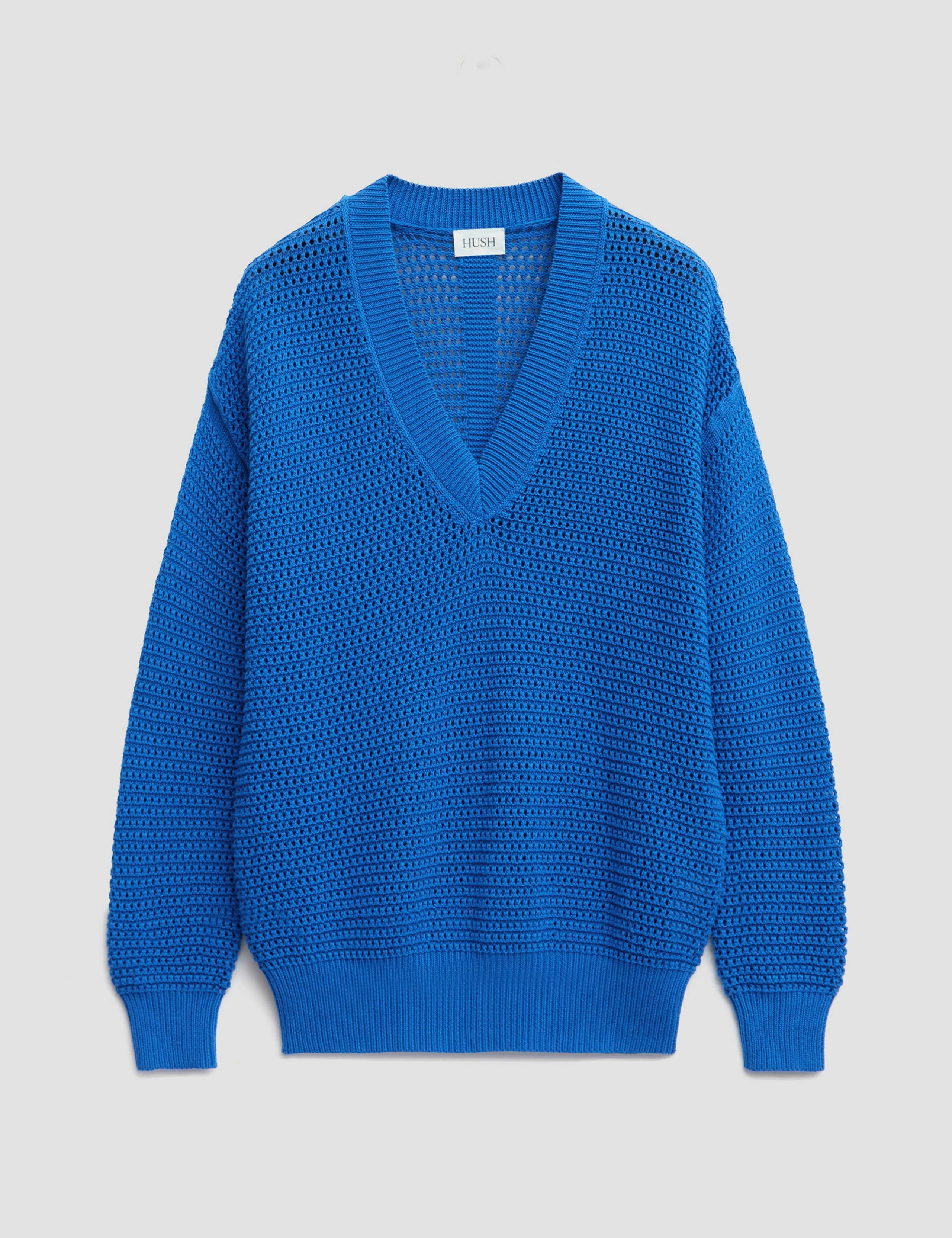 Pure Cotton V-Neck Open Stitch Jumper 2 of 4