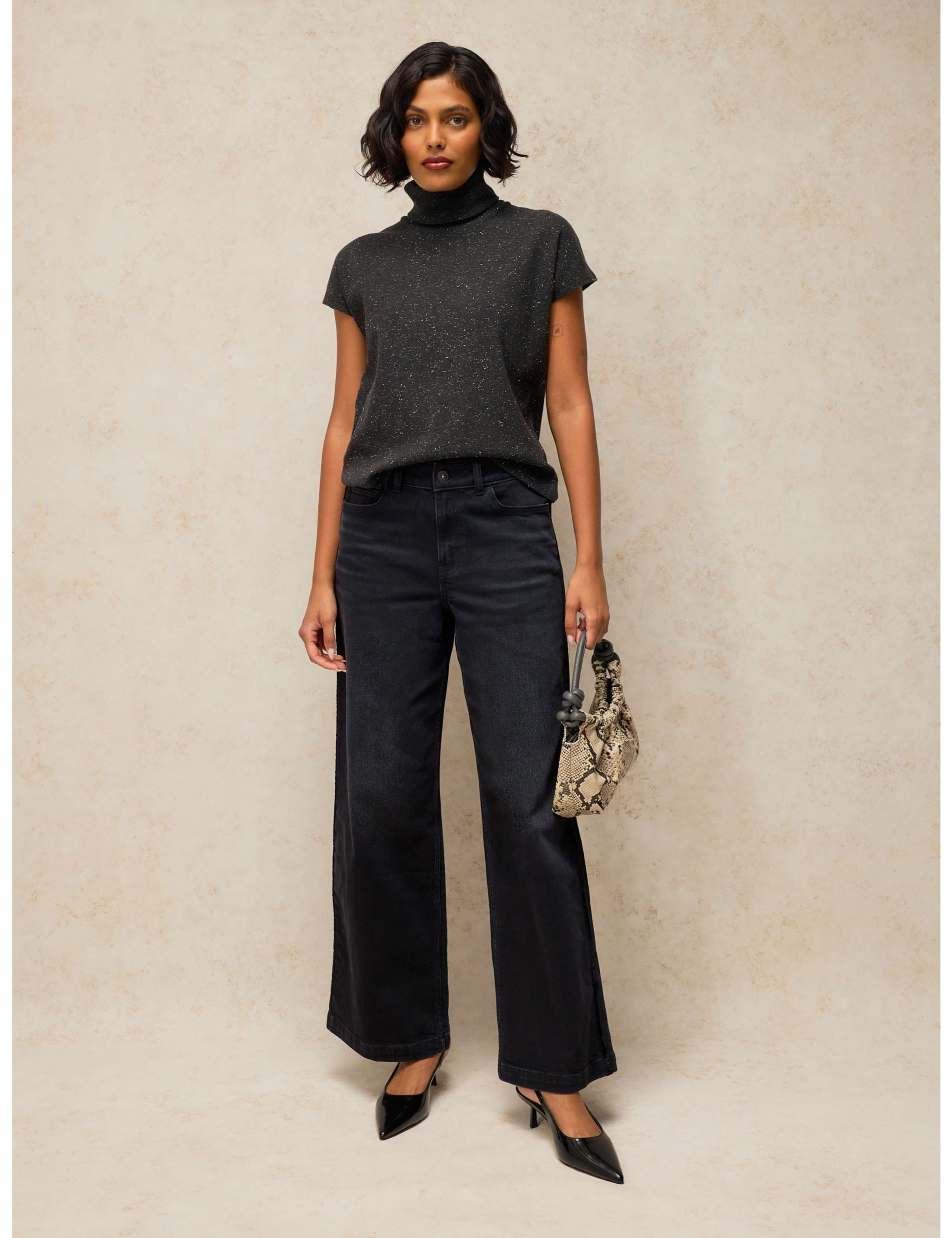 Velvet Striped Wide Leg Jeans 1 of 6